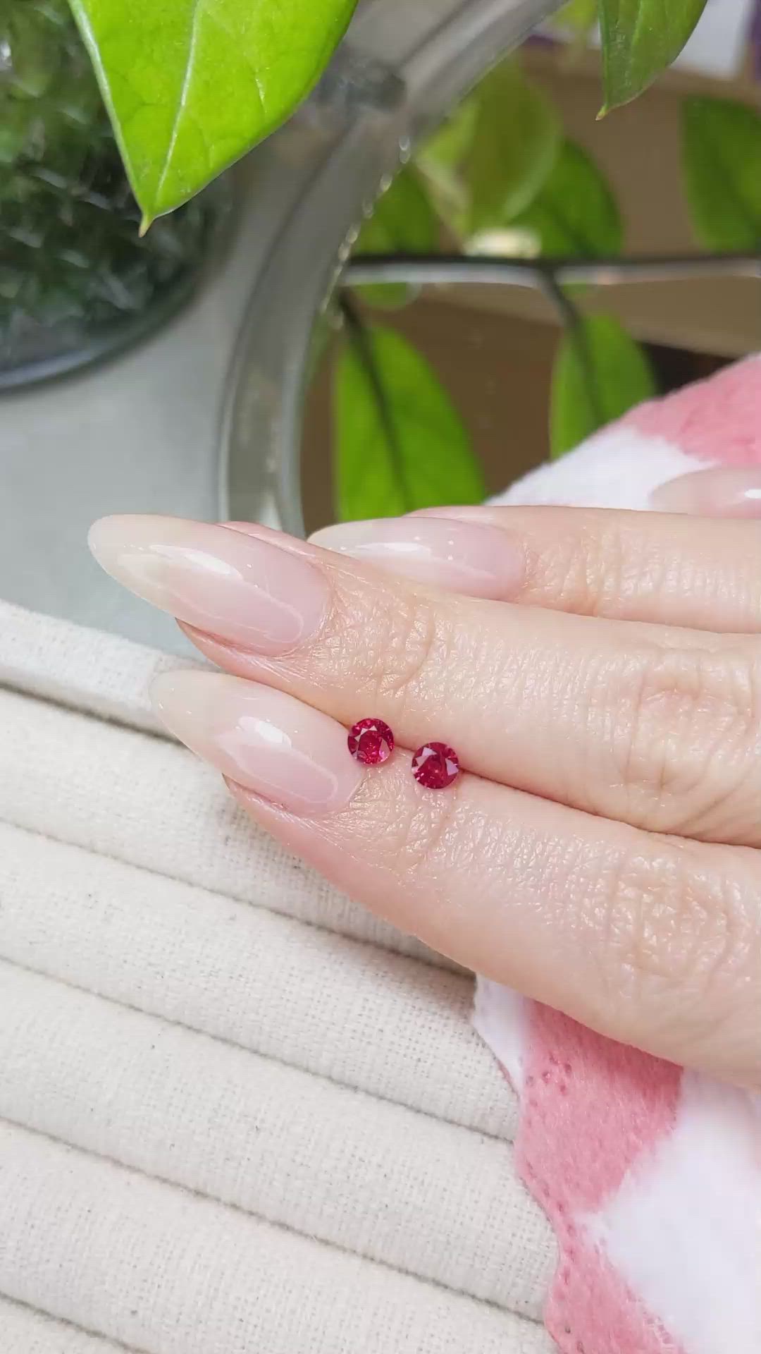 0.68 Ct.Tw.Total Carat Weight Ruby Pair from Mozambique Size Video