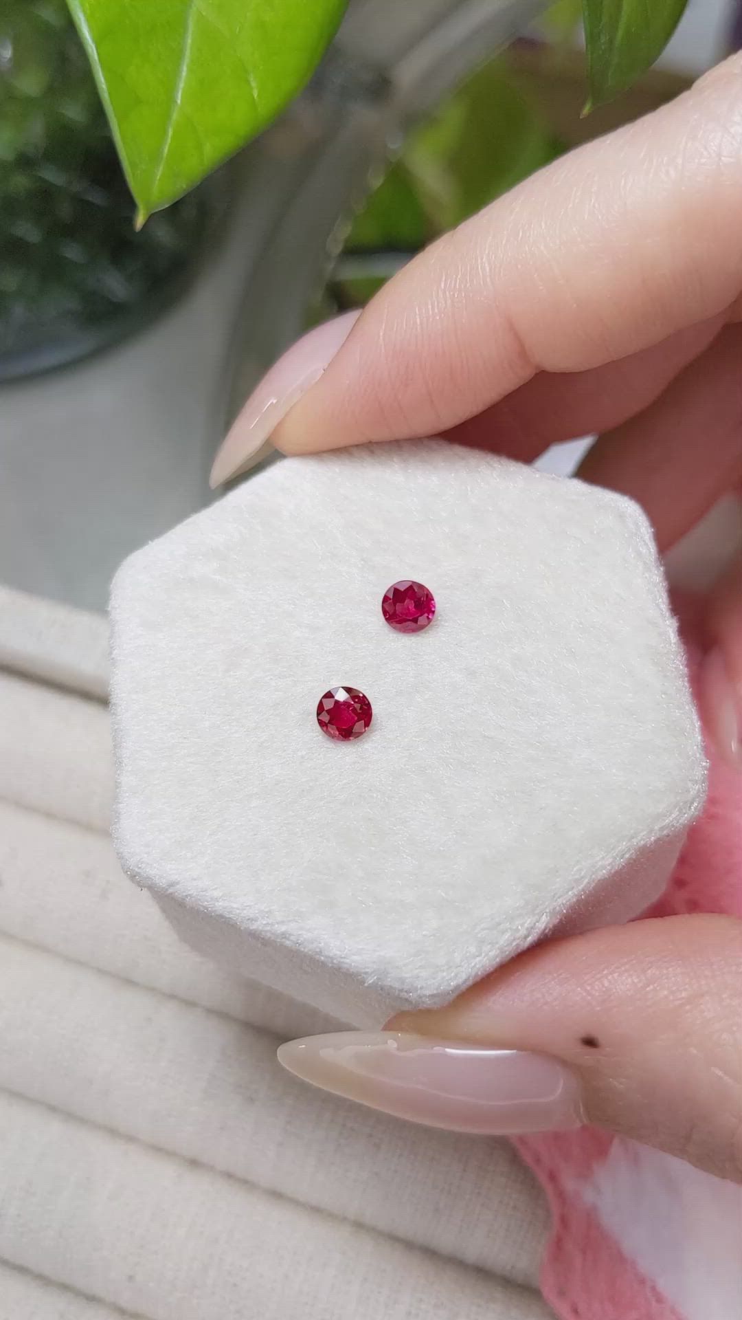 0.68 Ct.Tw.Total Carat Weight Ruby Pair from Mozambique Size Video