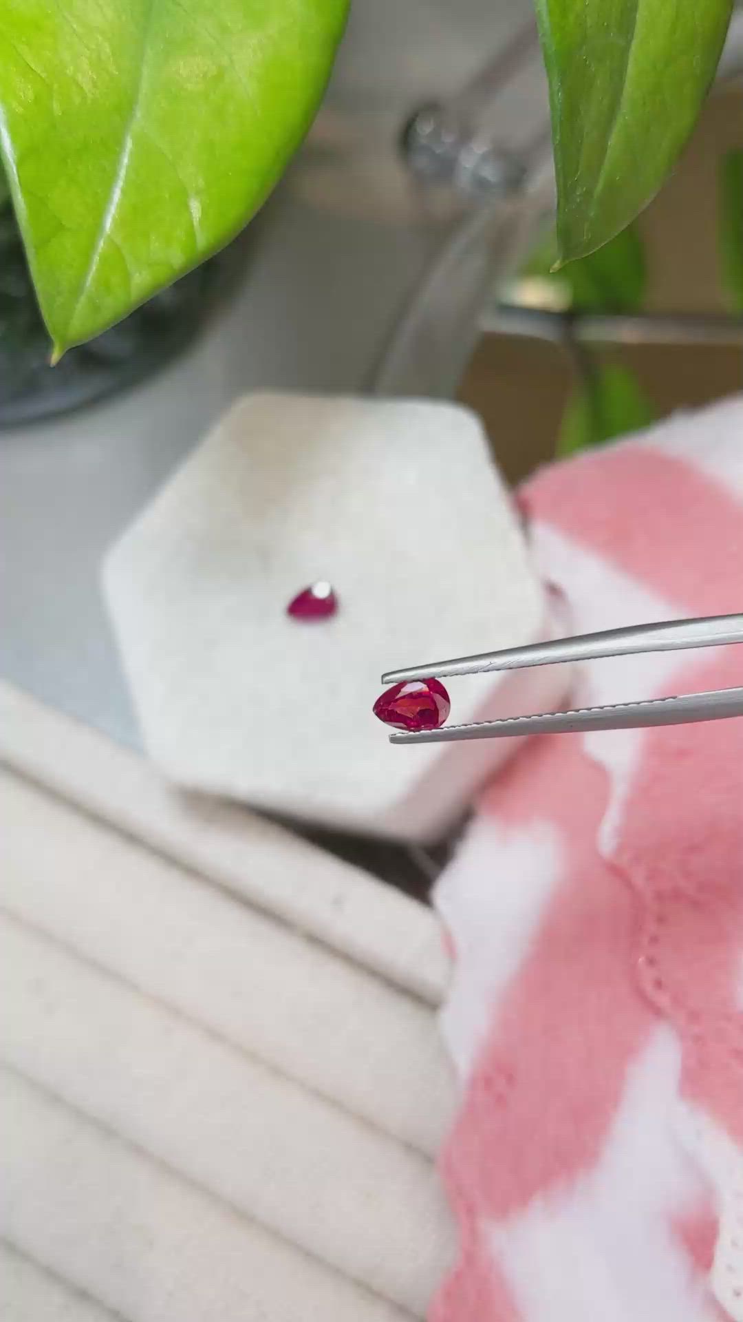 0.95 Ct.Tw.Total Carat Weight Ruby Pair from Mozambique Size Video