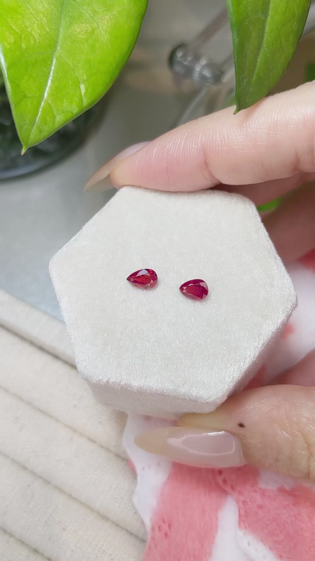 0.95 Ct.Tw.Total Carat Weight Ruby Pair from Mozambique Size Video