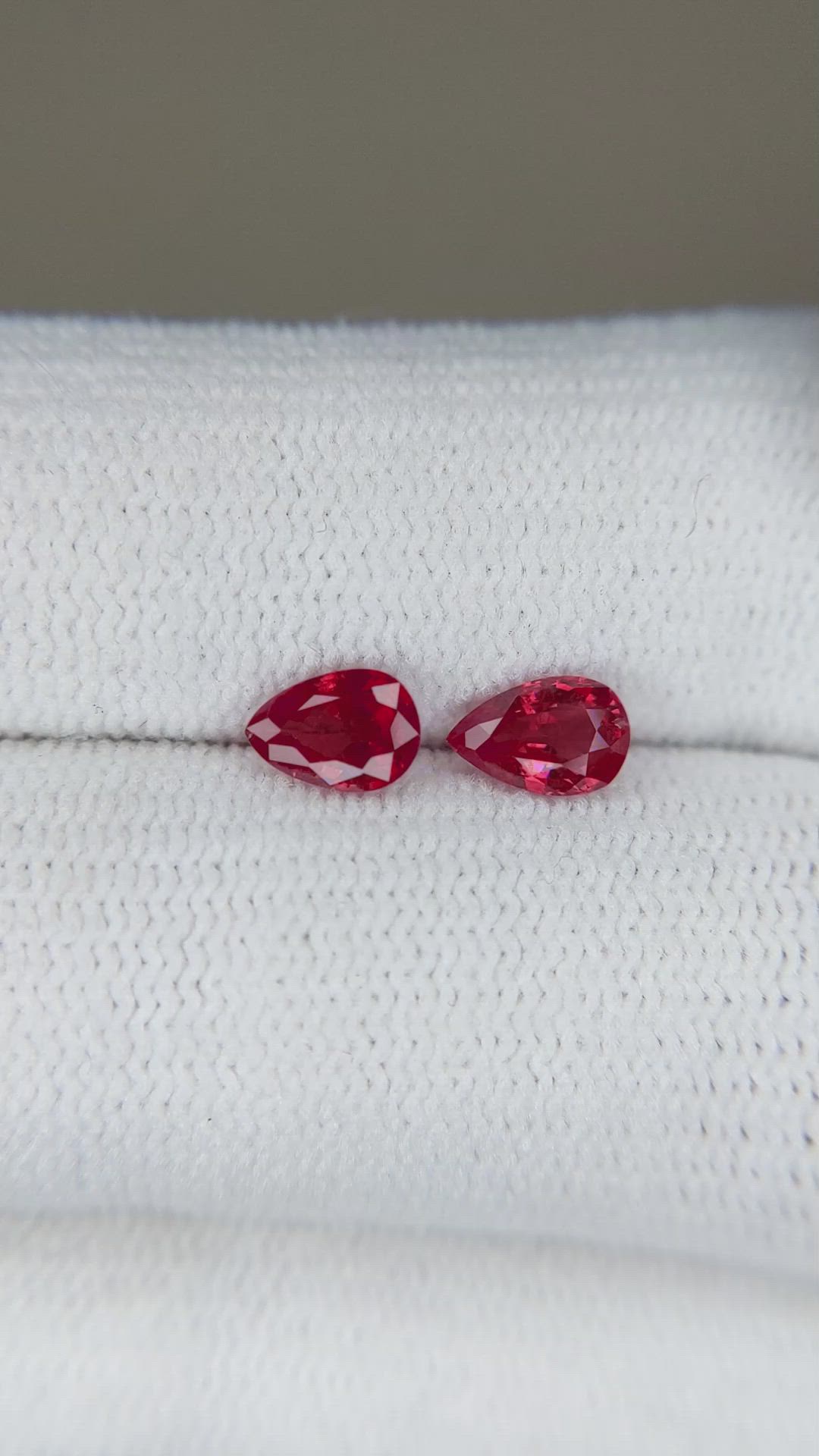 0.95 Ct.Tw.Total Carat Weight Ruby Pair from Mozambique Size Video