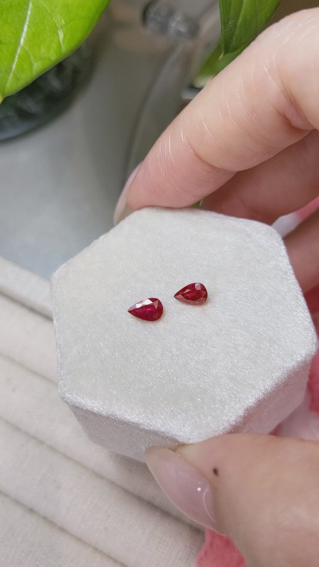0.95 Ct.Tw.Total Carat Weight Ruby Pair from Mozambique Size Video