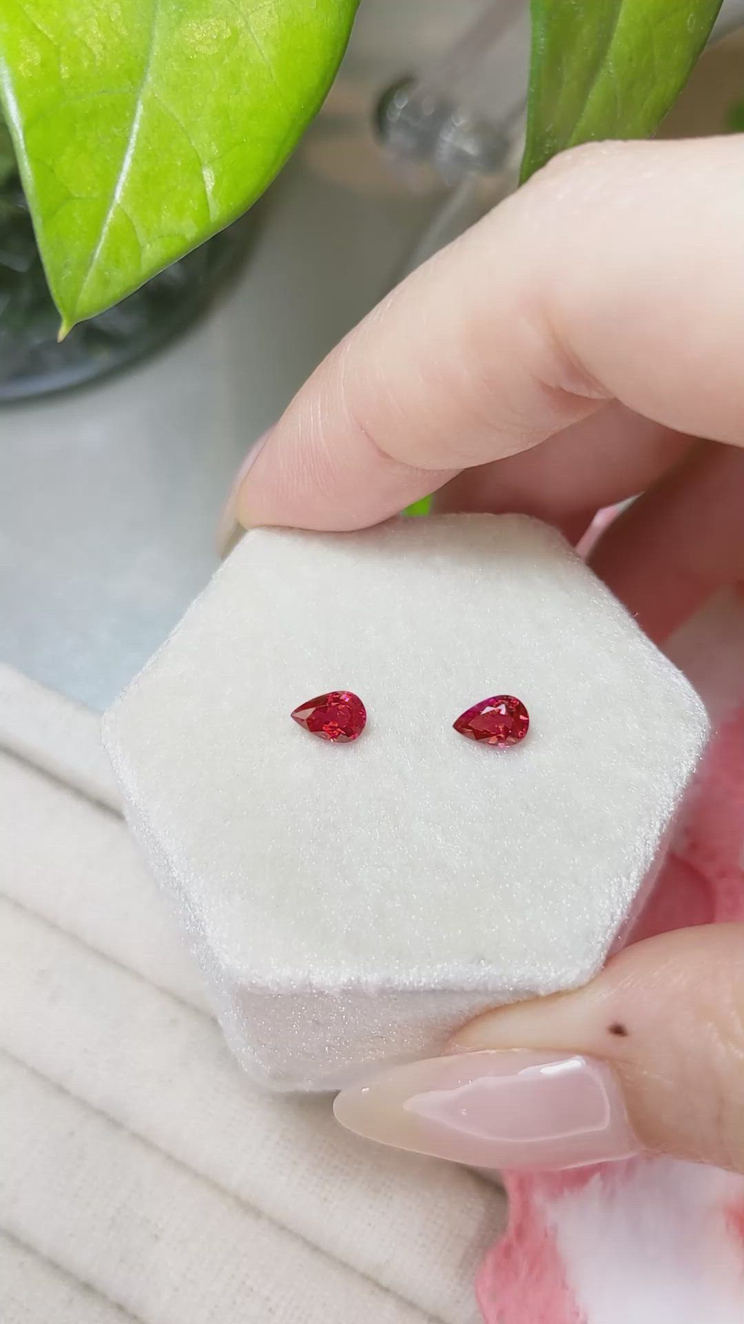 0.98 Ct.Tw.Total Carat Weight Ruby Pair from Mozambique Size Video