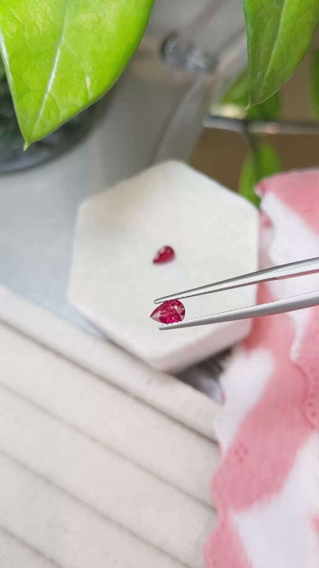 0.98 Ct.Tw.Total Carat Weight Ruby Pair from Mozambique Size Video