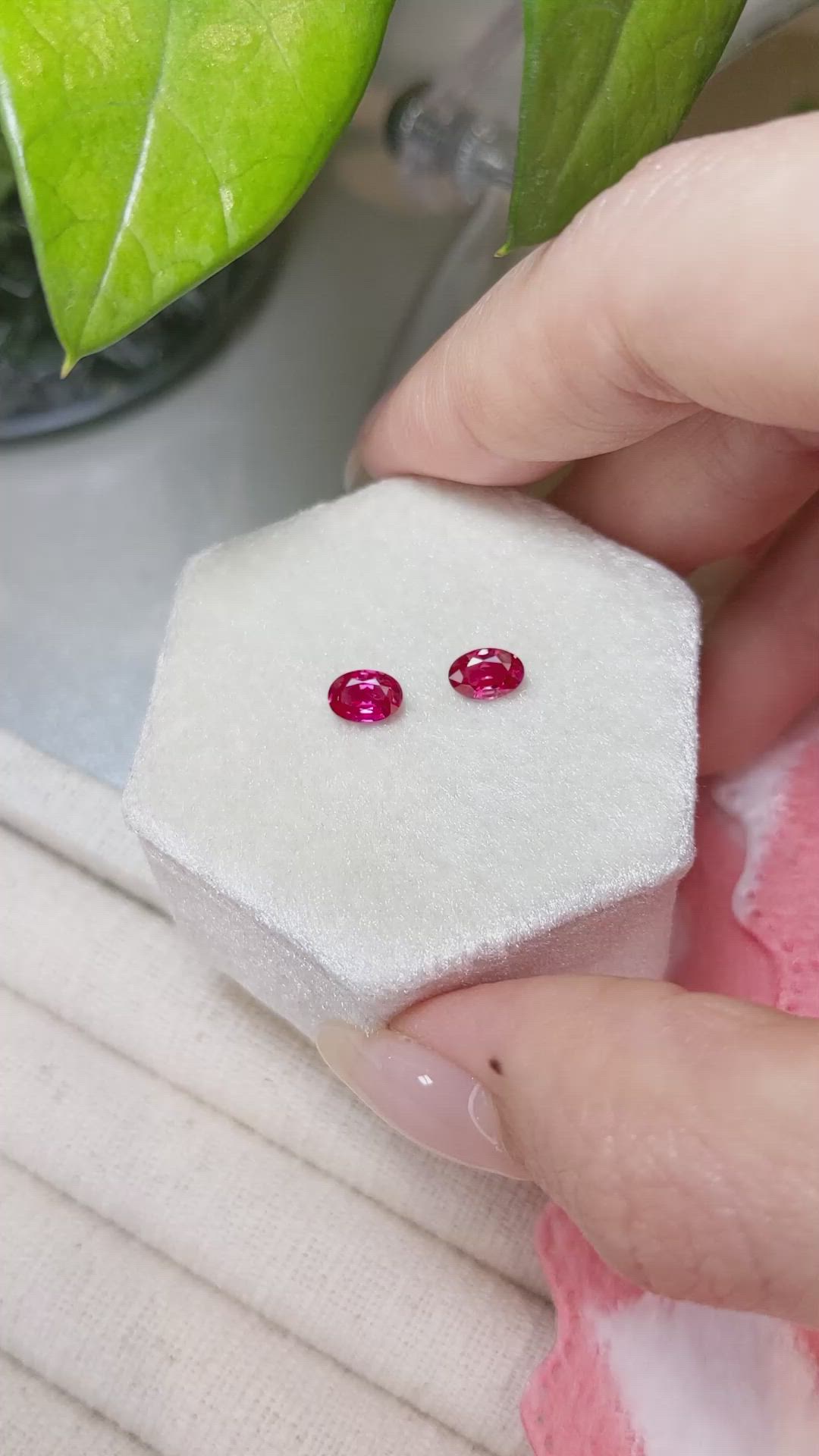 1.04 Ct.Tw.Total Carat Weight Ruby Pair from Mozambique Size Video