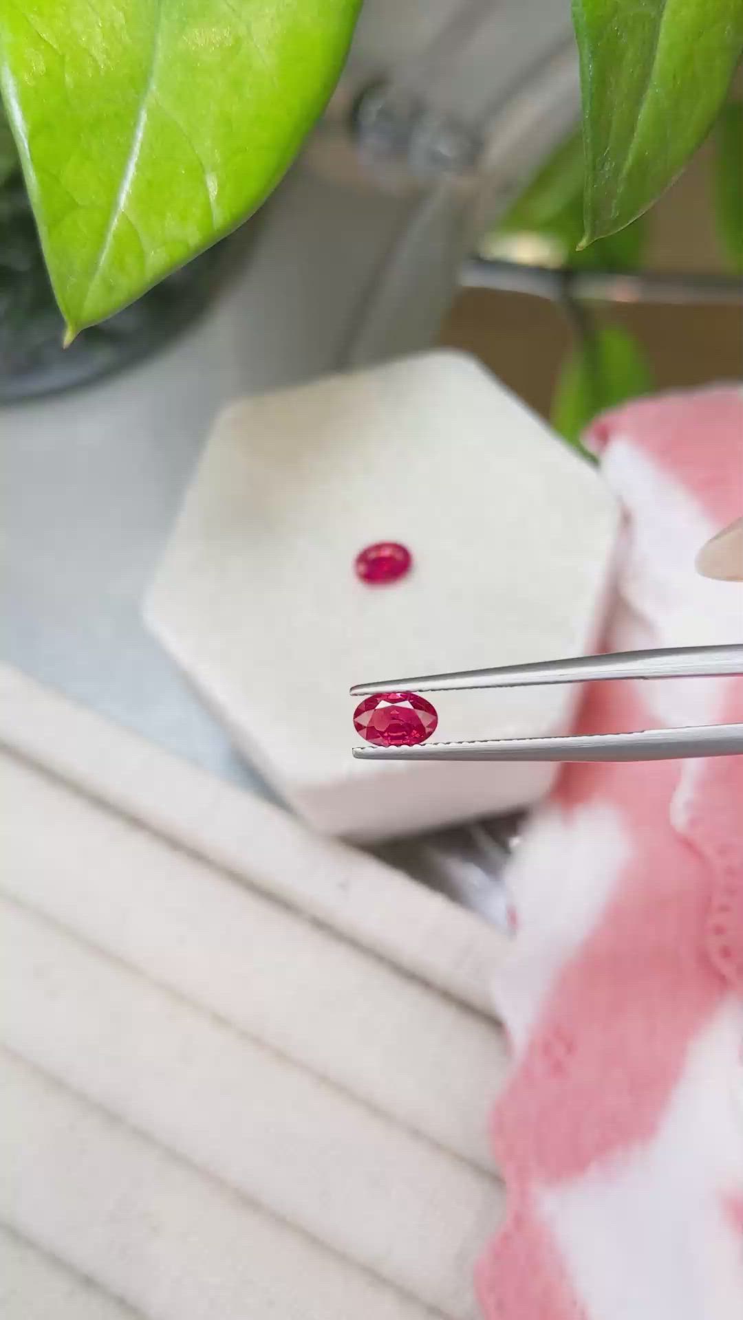 1.04 Ct.Tw.Total Carat Weight Ruby Pair from Mozambique Size Video