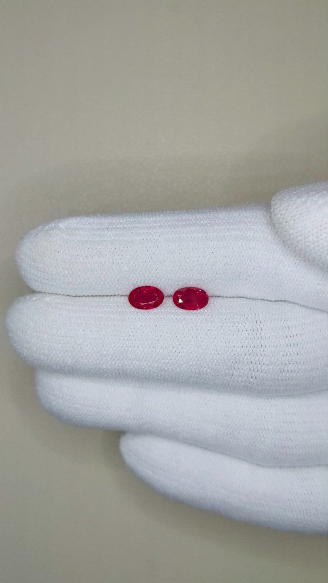 0.81 Ct.Tw.Total Carat Weight Ruby Pair from Mozambique Size Video