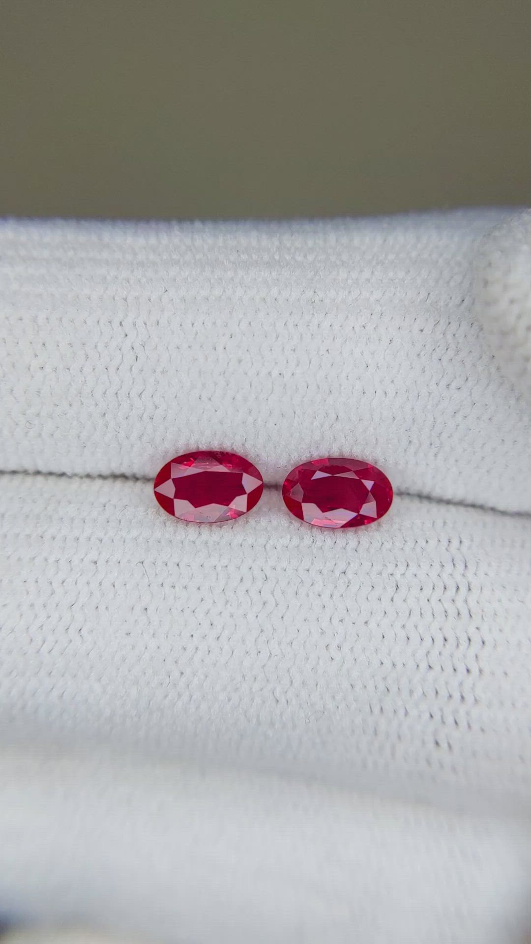 0.81 Ct.Tw.Total Carat Weight Ruby Pair from Mozambique Size Video
