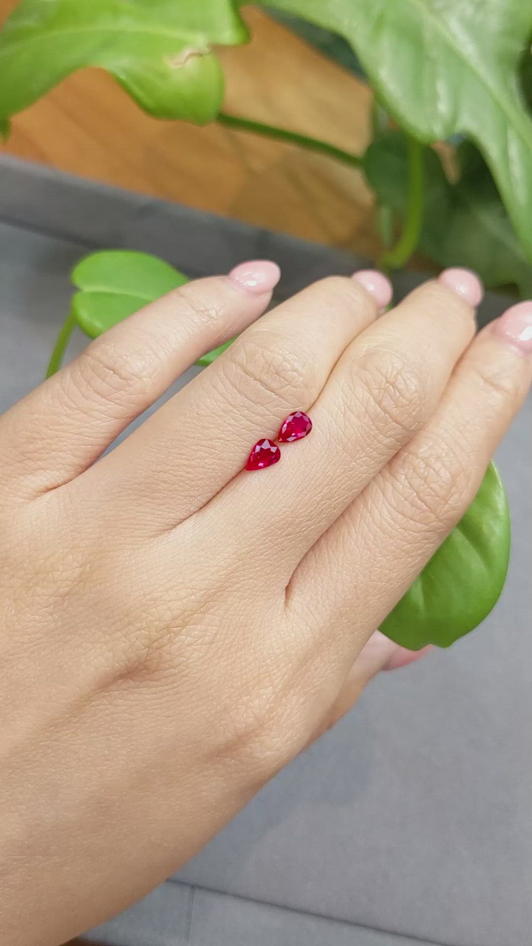 0.78 Ct.Tw.Total Carat Weight Ruby Pair from Burma (Myanmar) Size Video