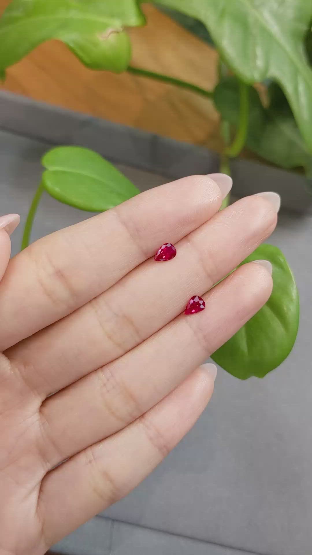 0.78 Ct.Tw.Total Carat Weight Ruby Pair from Burma (Myanmar) Size Video