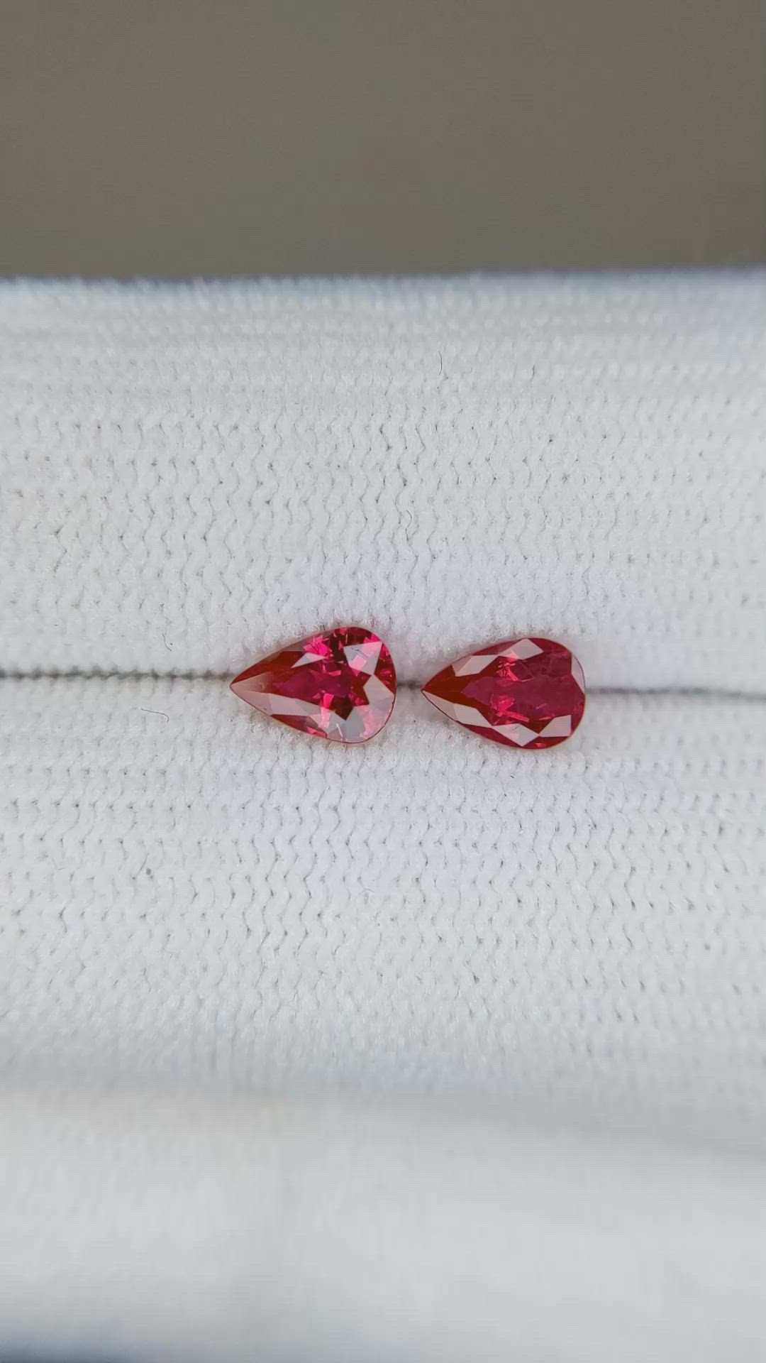 0.78 Ct.Tw.Total Carat Weight Ruby Pair from Burma (Myanmar) Size Video