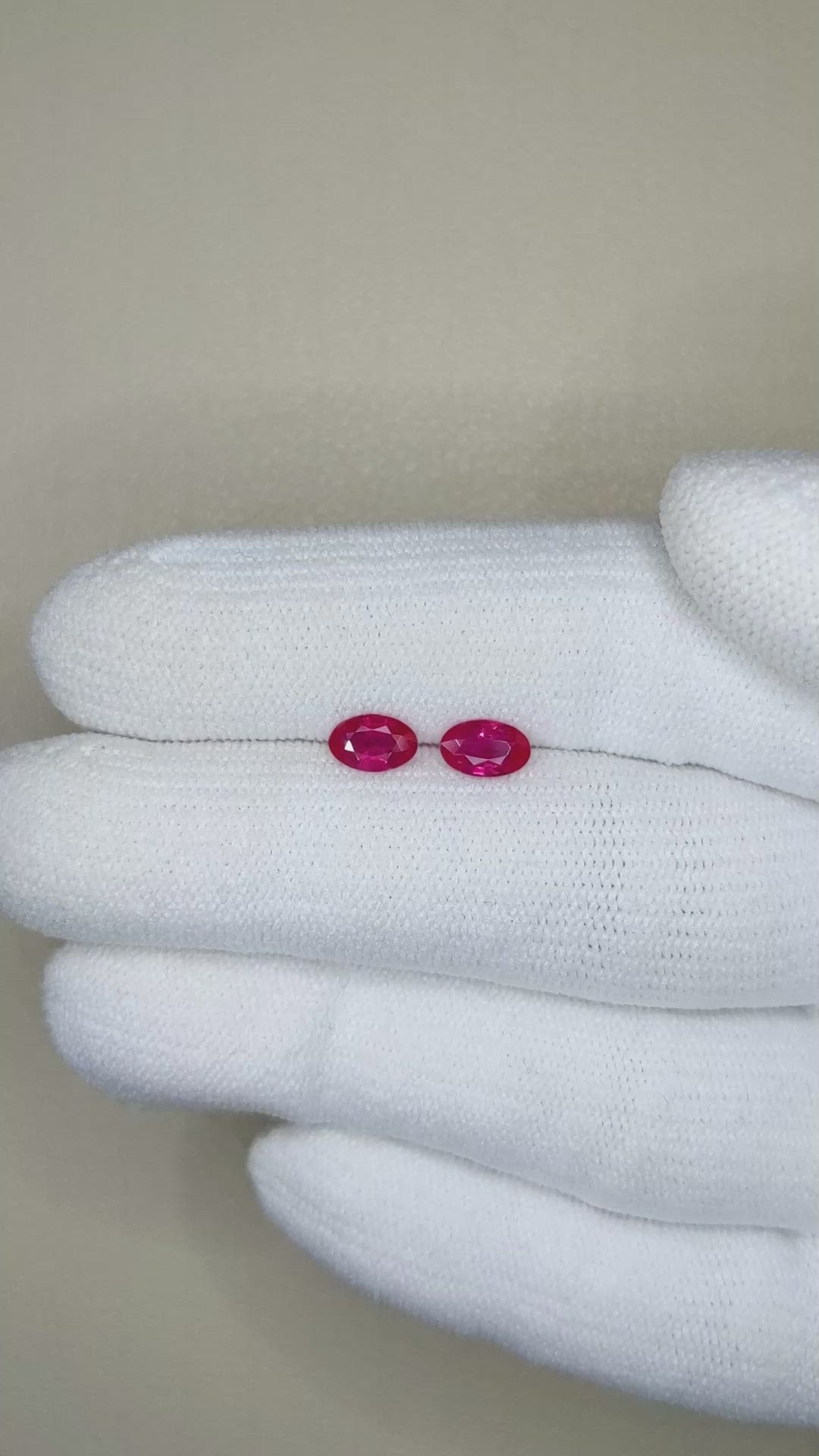 0.86 Ct.Tw.Total Carat Weight Ruby Pair from Burma (Myanmar) Size Video