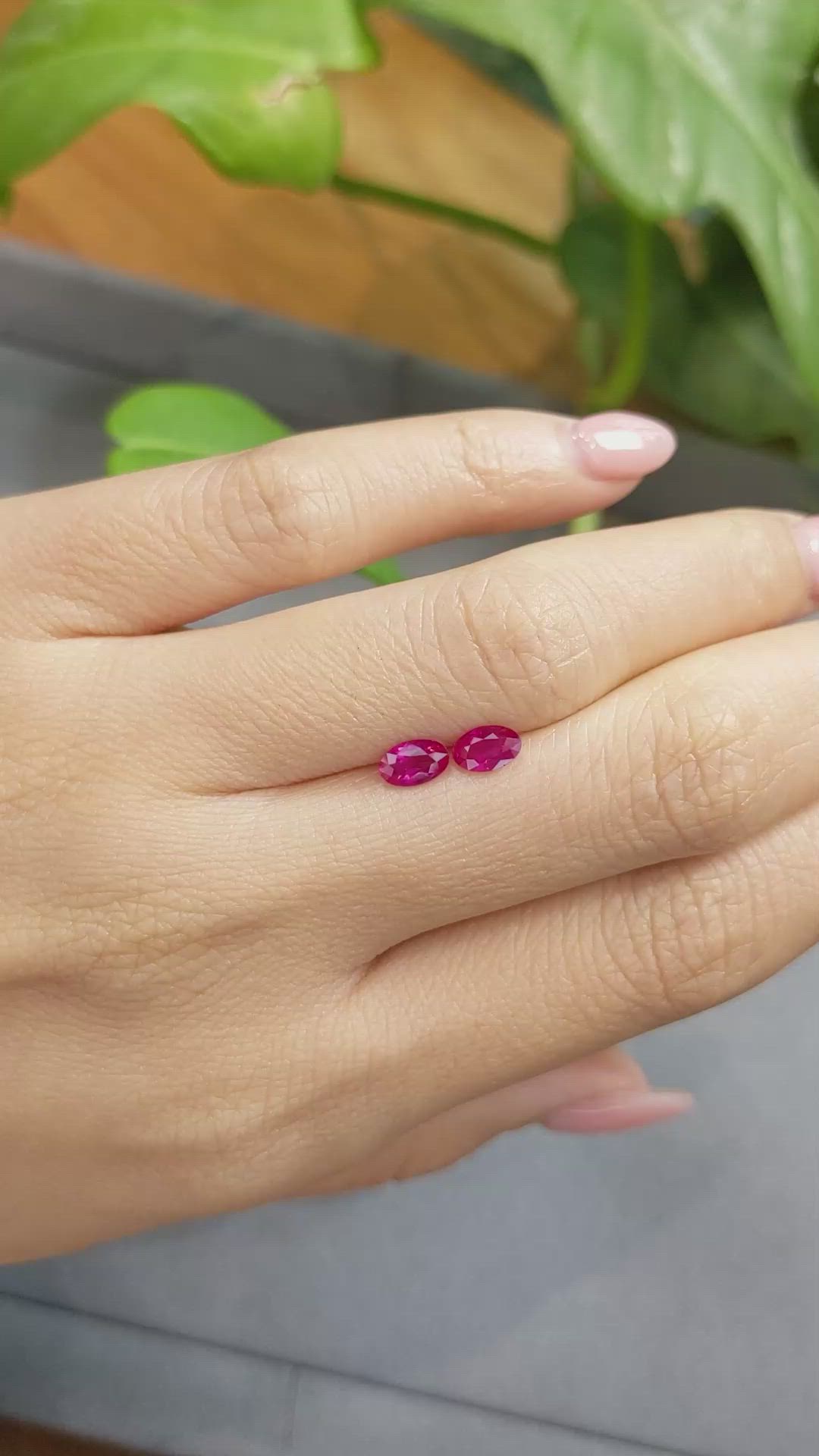 0.86 Ct.Tw.Total Carat Weight Ruby Pair from Burma (Myanmar) Size Video