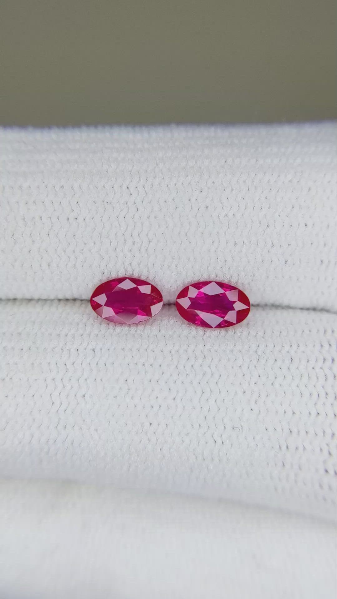 0.86 Ct.Tw.Total Carat Weight Ruby Pair from Burma (Myanmar) Size Video
