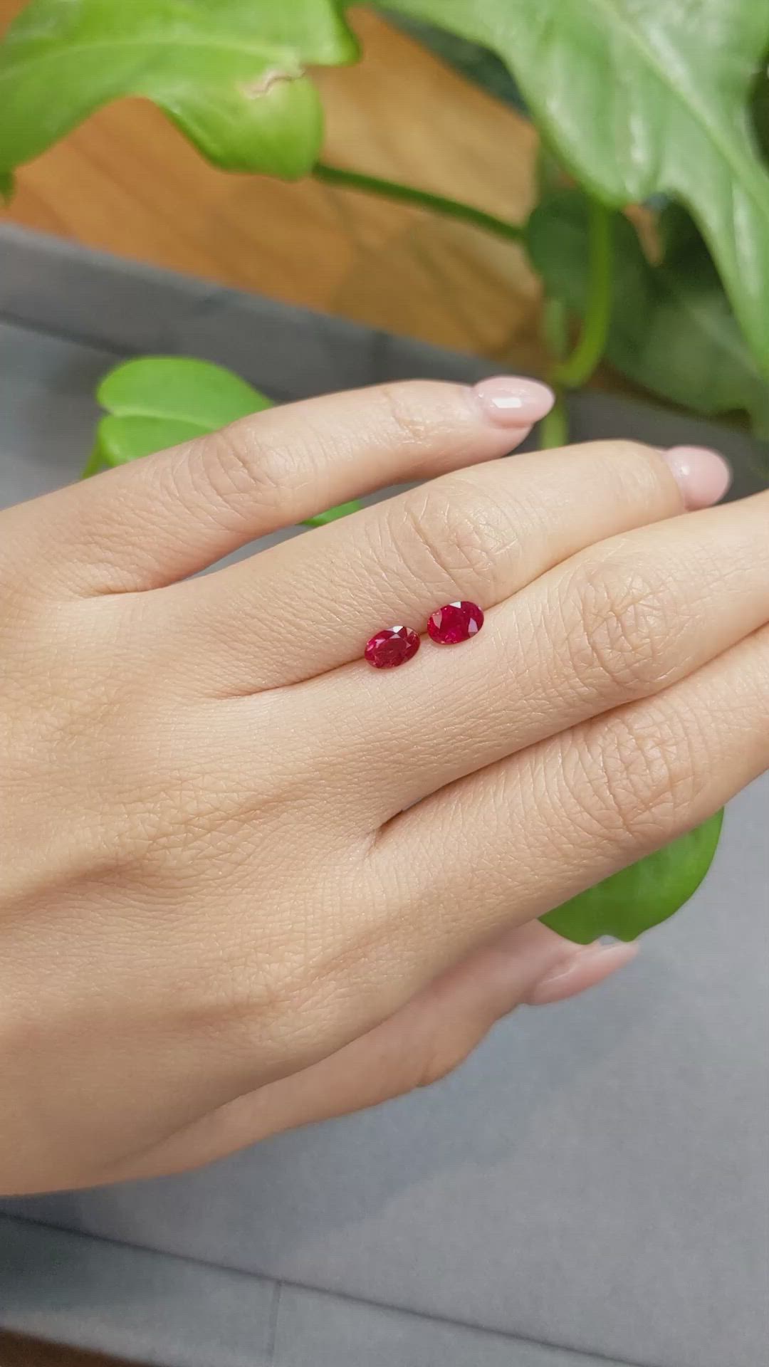 1.26 Ct.Tw.Total Carat Weight Ruby Pair from Burma (Myanmar) Size Video