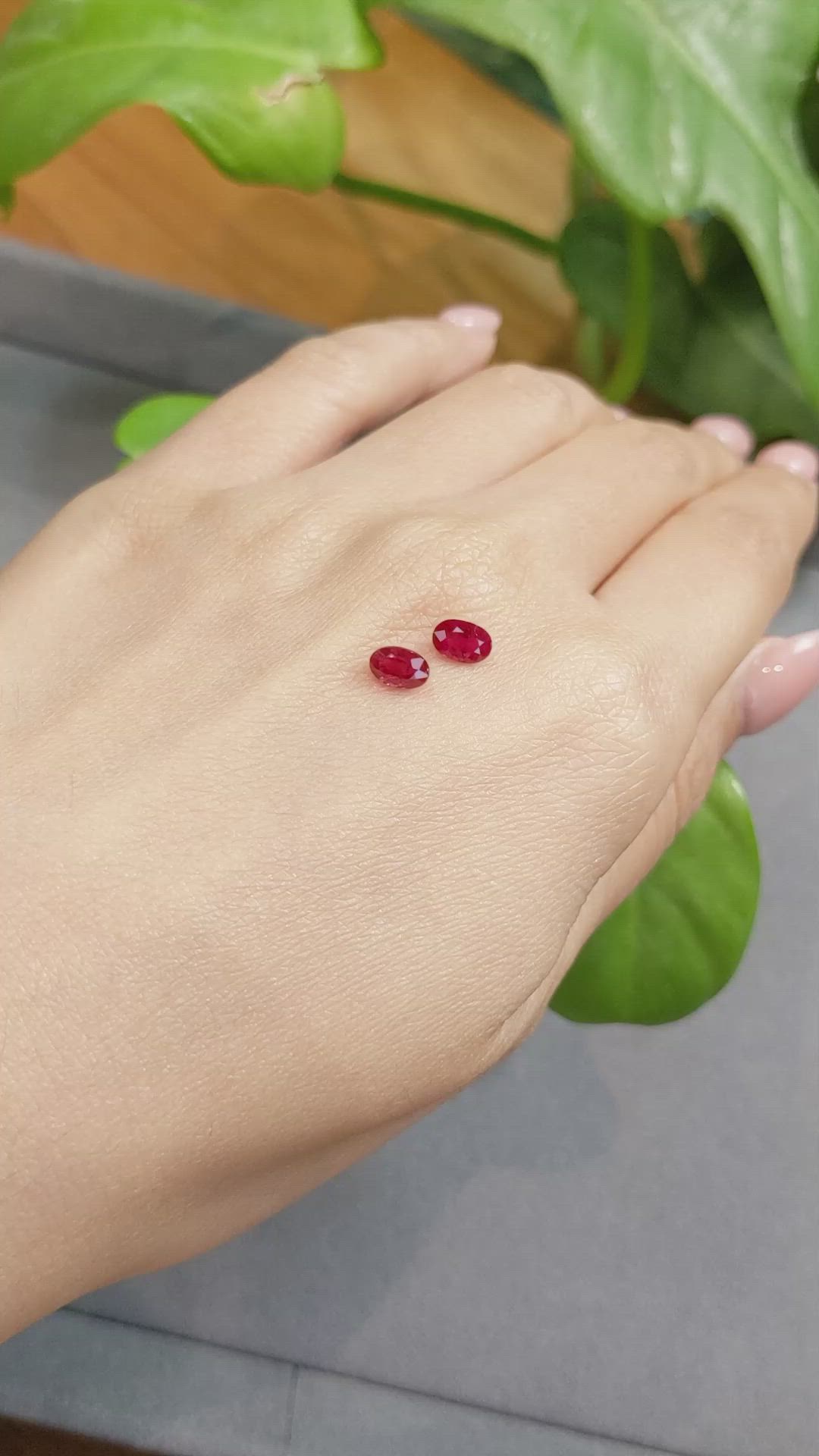 1.26 Ct.Tw.Total Carat Weight Ruby Pair from Burma (Myanmar) Size Video