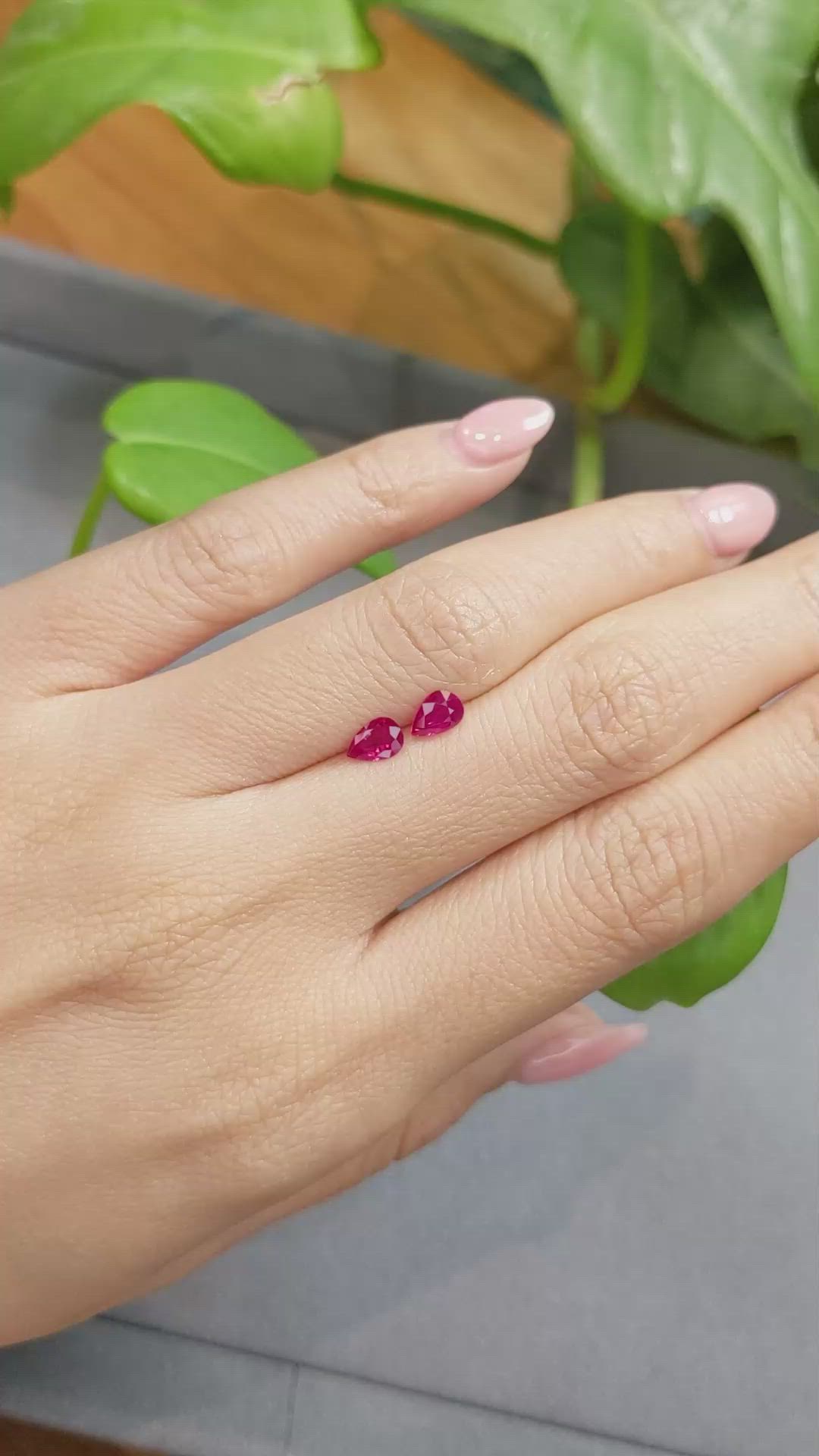 0.91 Ct.Tw.Total Carat Weight Ruby Pair from Burma (Myanmar) Size Video