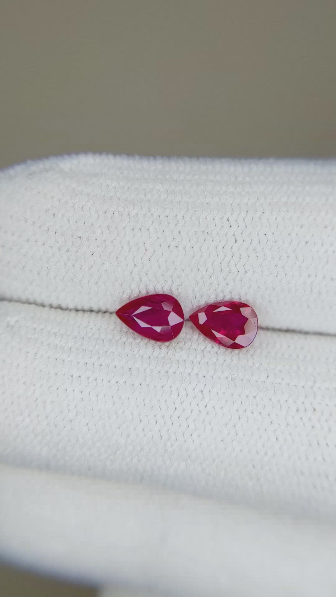 0.91 Ct.Tw.Total Carat Weight Ruby Pair from Burma (Myanmar) Size Video