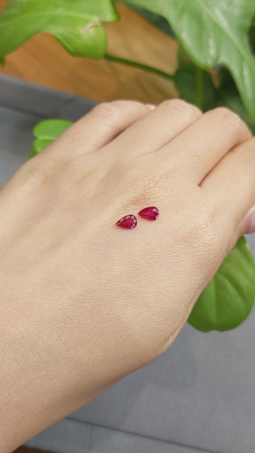 0.98 Ct.Tw.Total Carat Weight Ruby Pair from Burma (Myanmar) Size Video