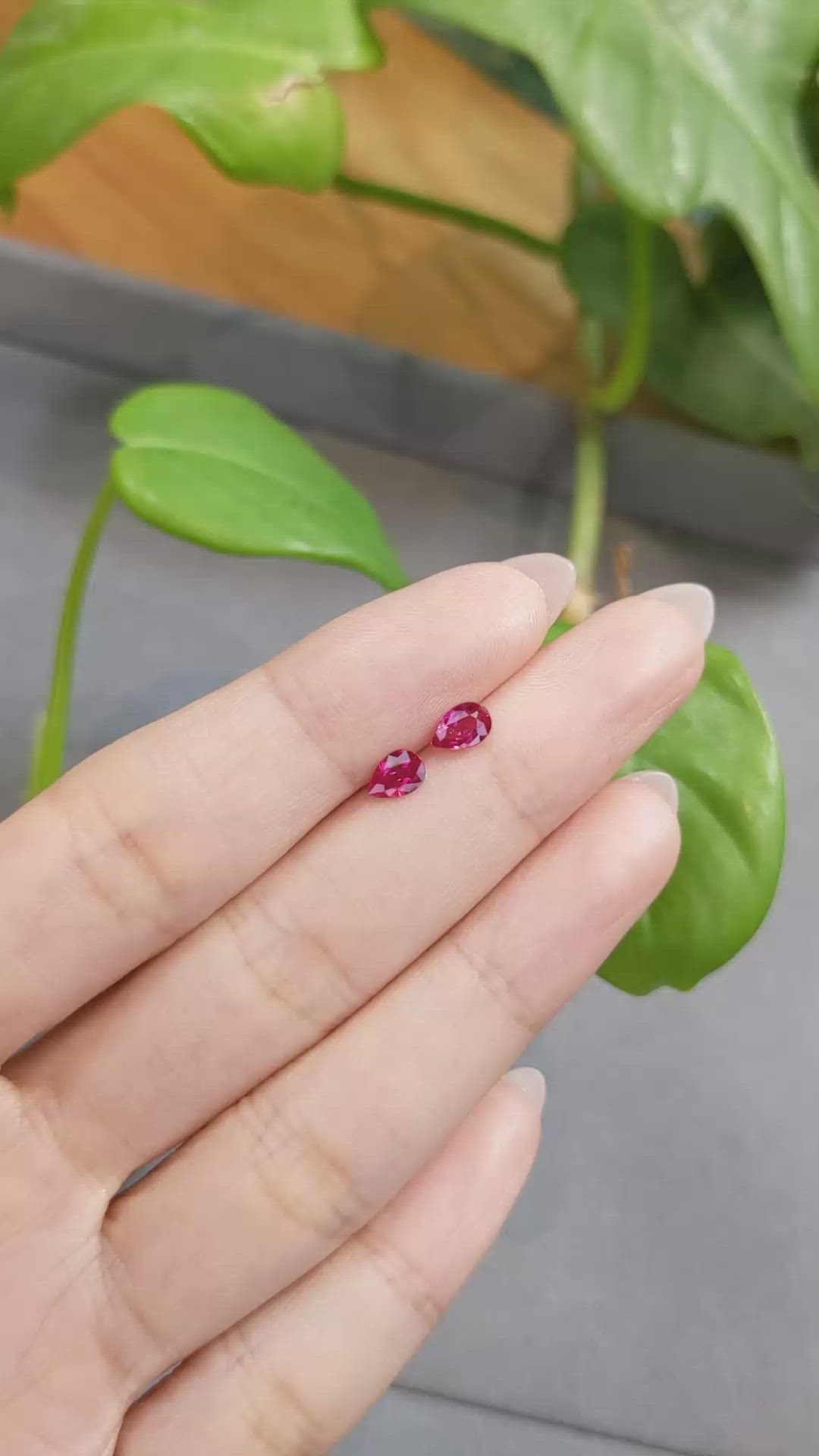 0.89 Ct.Tw.Total Carat Weight Ruby Pair from Burma (Myanmar) Size Video