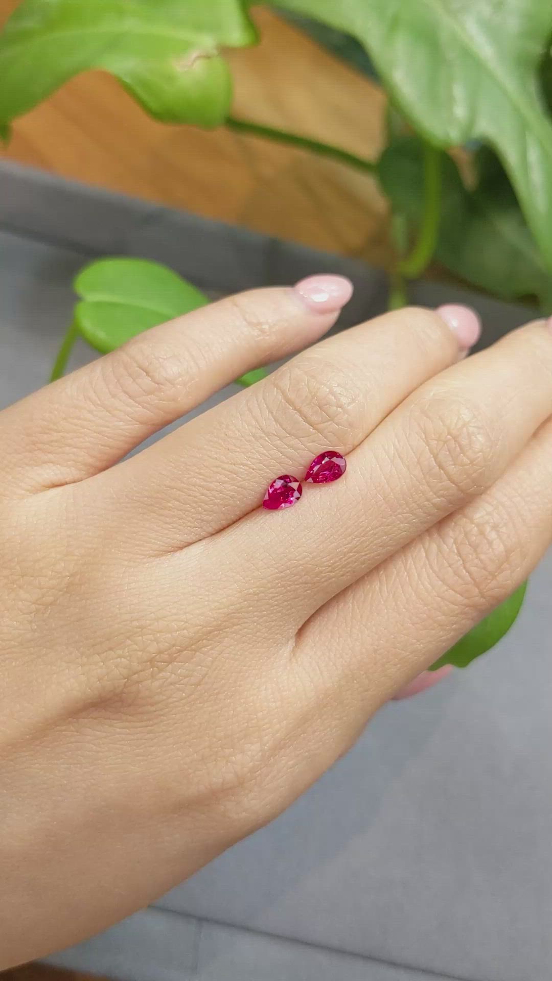 0.89 Ct.Tw.Total Carat Weight Ruby Pair from Burma (Myanmar) Size Video