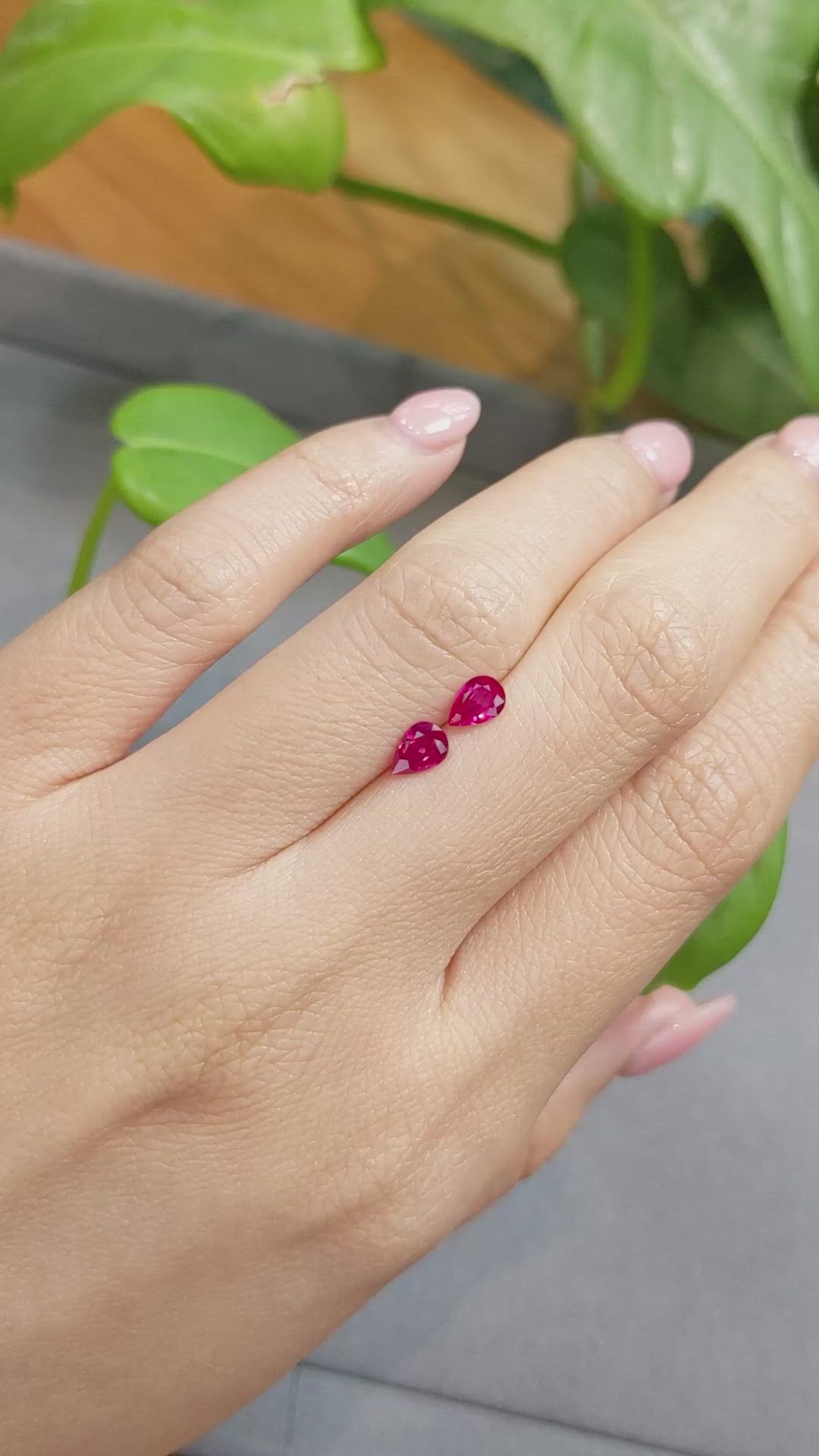 0.81 Ct.Tw.Total Carat Weight Ruby Pair from Burma (Myanmar) Size Video