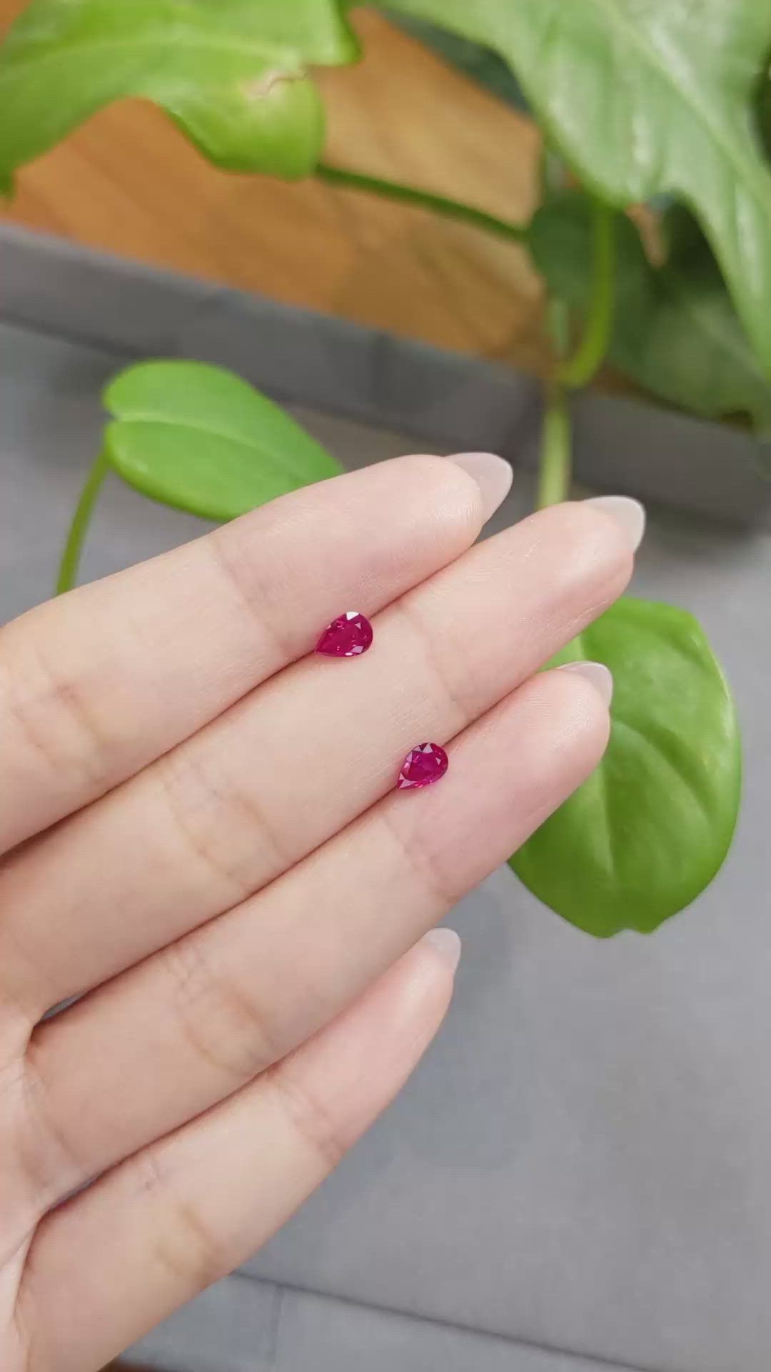 0.81 Ct.Tw.Total Carat Weight Ruby Pair from Burma (Myanmar) Size Video