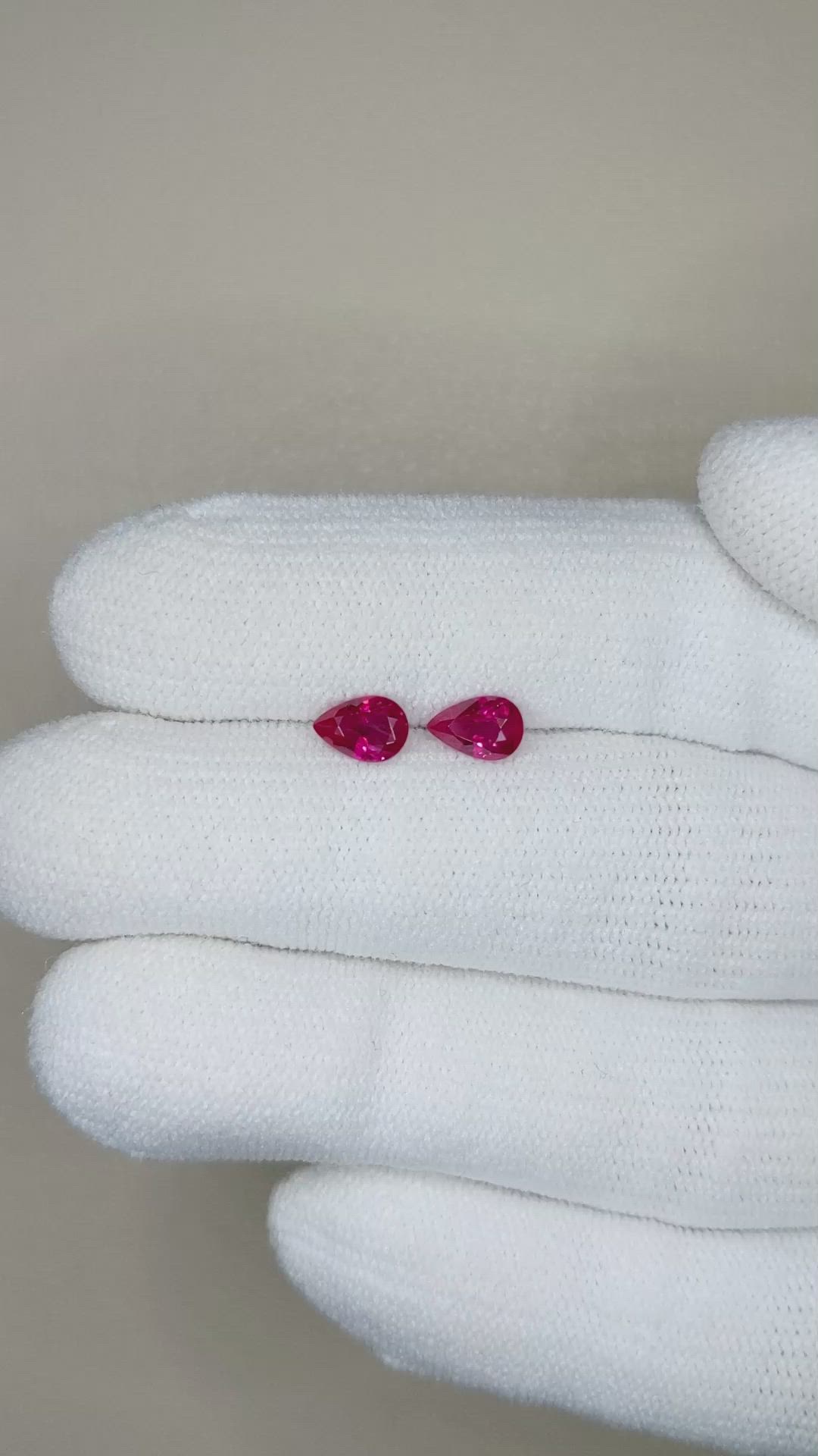 0.96 Ct.Tw.Total Carat Weight Ruby Pair from Burma (Myanmar) Size Video