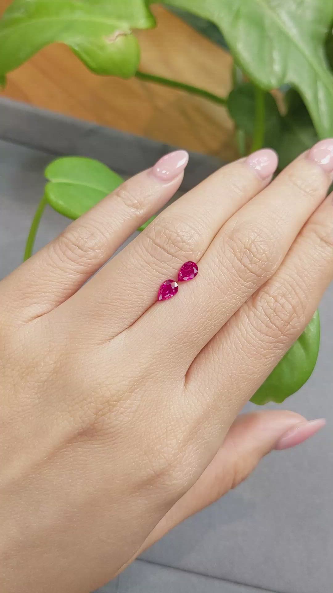 0.96 Ct.Tw.Total Carat Weight Ruby Pair from Burma (Myanmar) Size Video