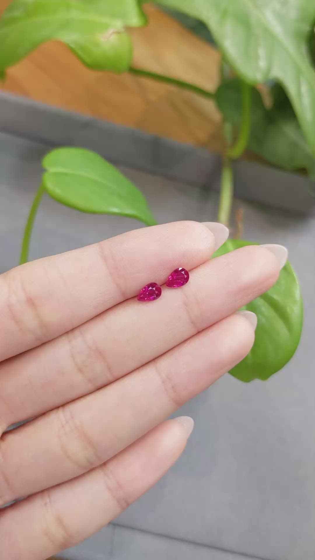 0.96 Ct.Tw.Total Carat Weight Ruby Pair from Burma (Myanmar) Size Video