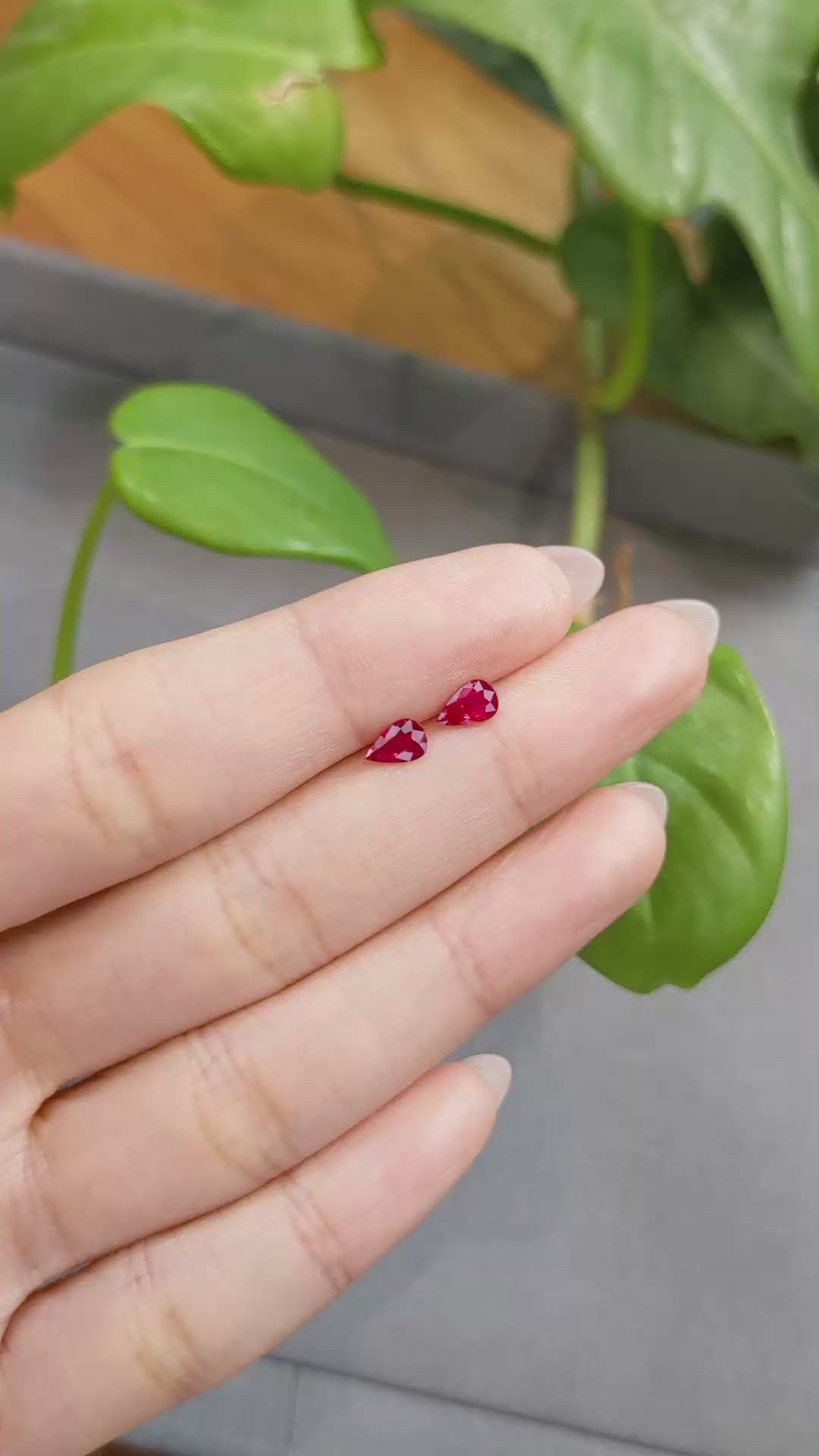 0.79 Ct.Tw.Total Carat Weight Ruby Pair from Burma (Myanmar) Size Video