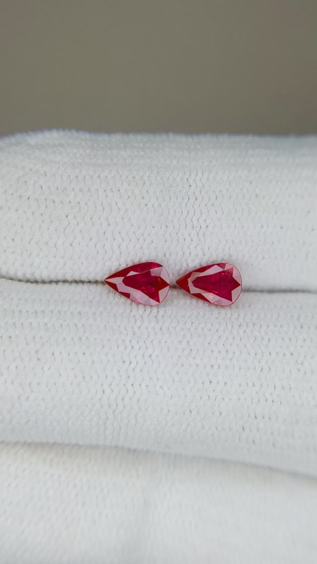 0.79 Ct.Tw.Total Carat Weight Ruby Pair from Burma (Myanmar) Size Video