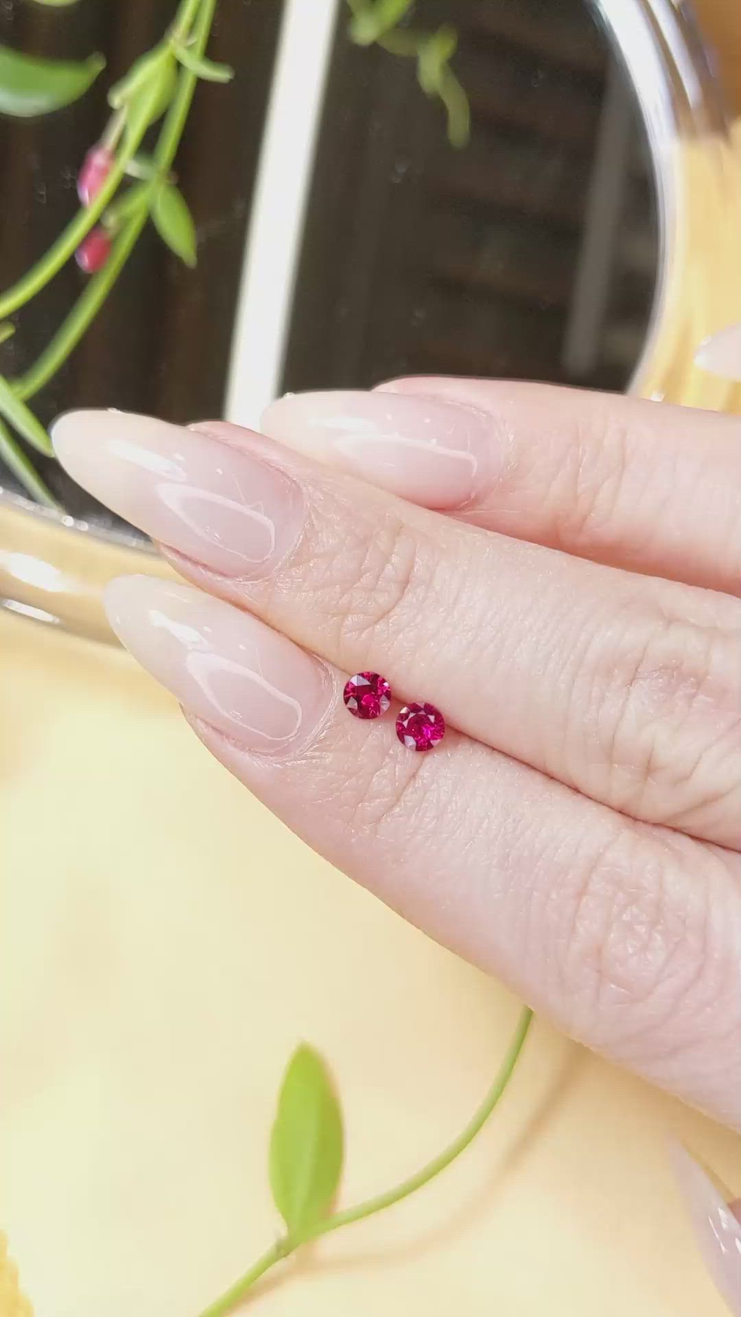 0.48 Ct.Tw.Total Carat Weight Ruby Pair from Mozambique Size Video