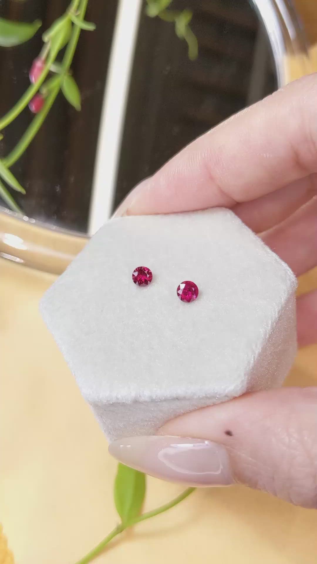 0.48 Ct.Tw.Total Carat Weight Ruby Pair from Mozambique Size Video