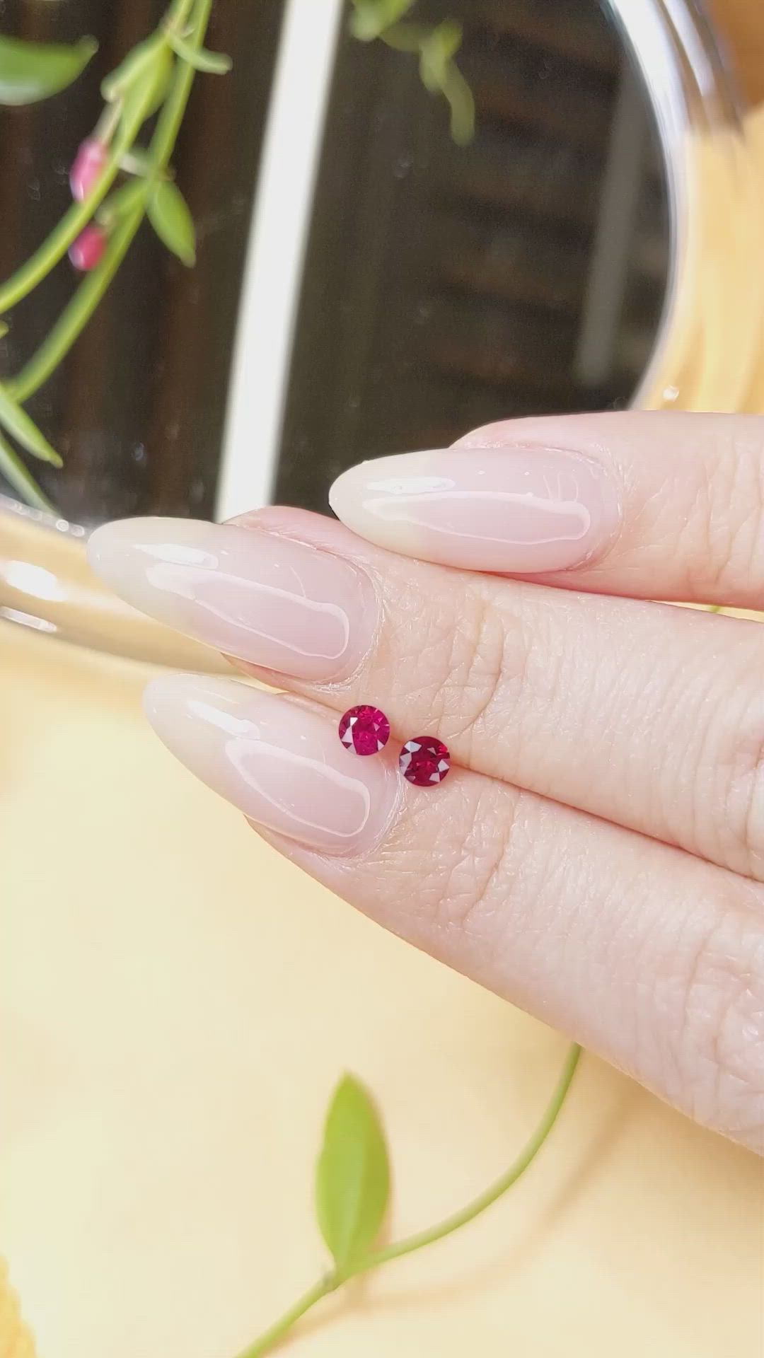 0.51 Ct.Tw.Total Carat Weight Ruby Pair from Mozambique Size Video