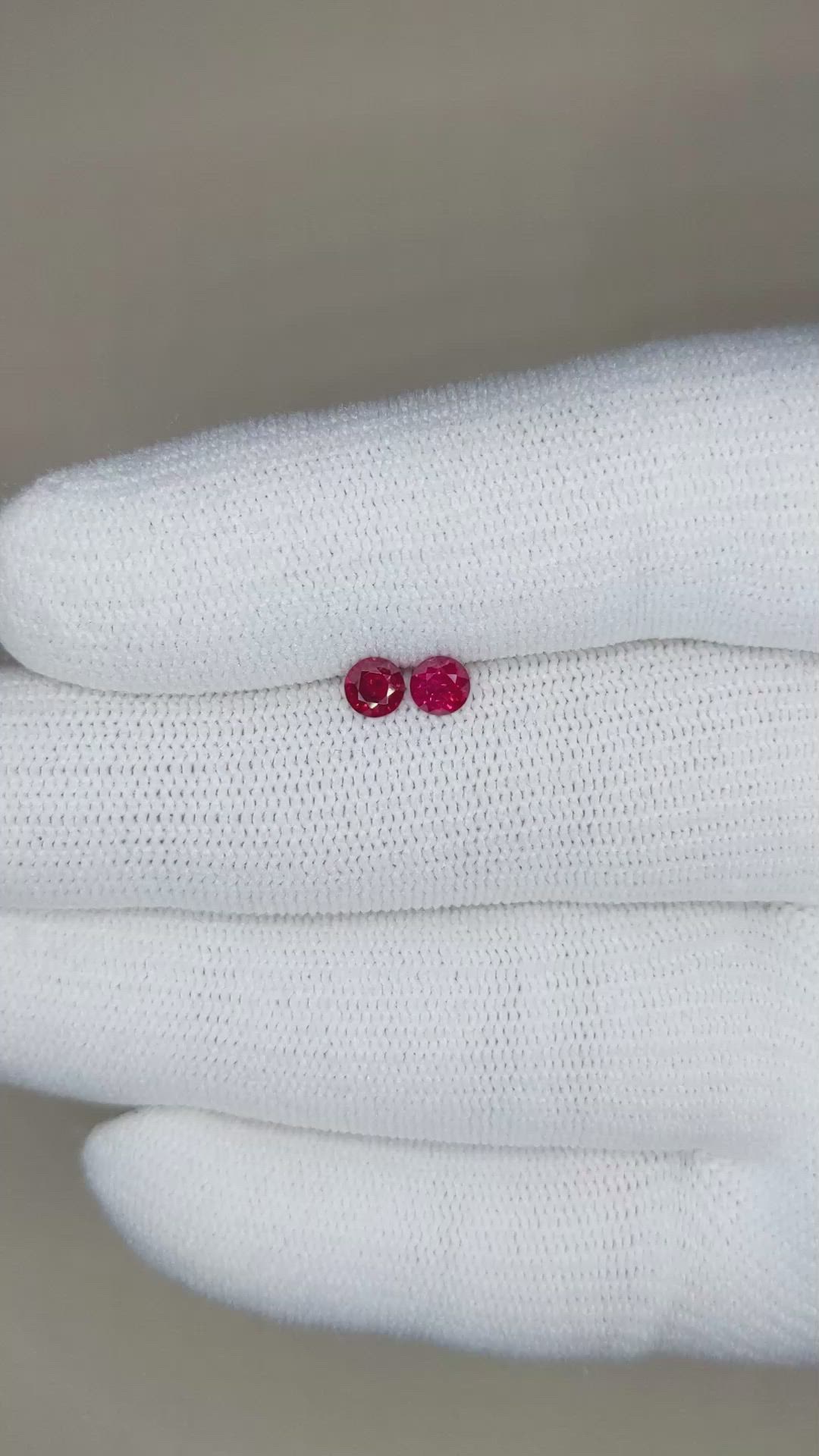 0.51 Ct.Tw.Total Carat Weight Ruby Pair from Mozambique Size Video