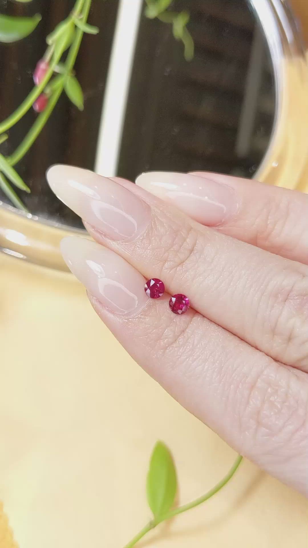 0.52 Ct.Tw.Total Carat Weight Ruby Pair from Mozambique Size Video