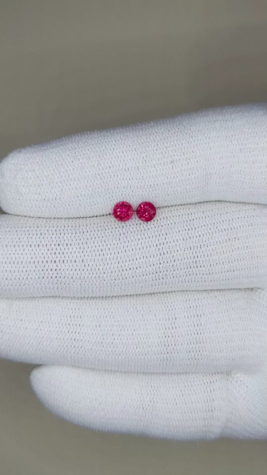 0.52 Ct.Tw.Total Carat Weight Ruby Pair from Mozambique Size Video