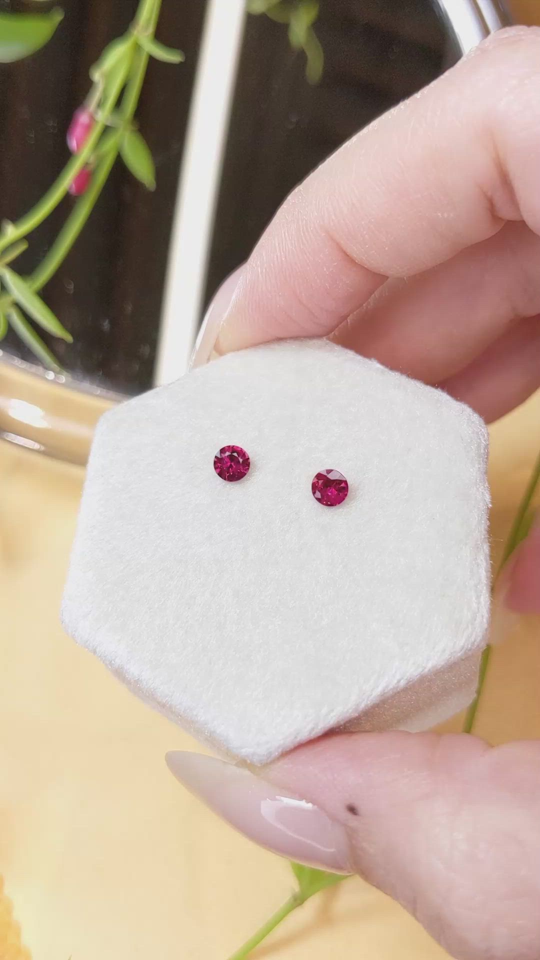 0.50 Ct.Tw.Total Carat Weight Ruby Pair from Mozambique Size Video
