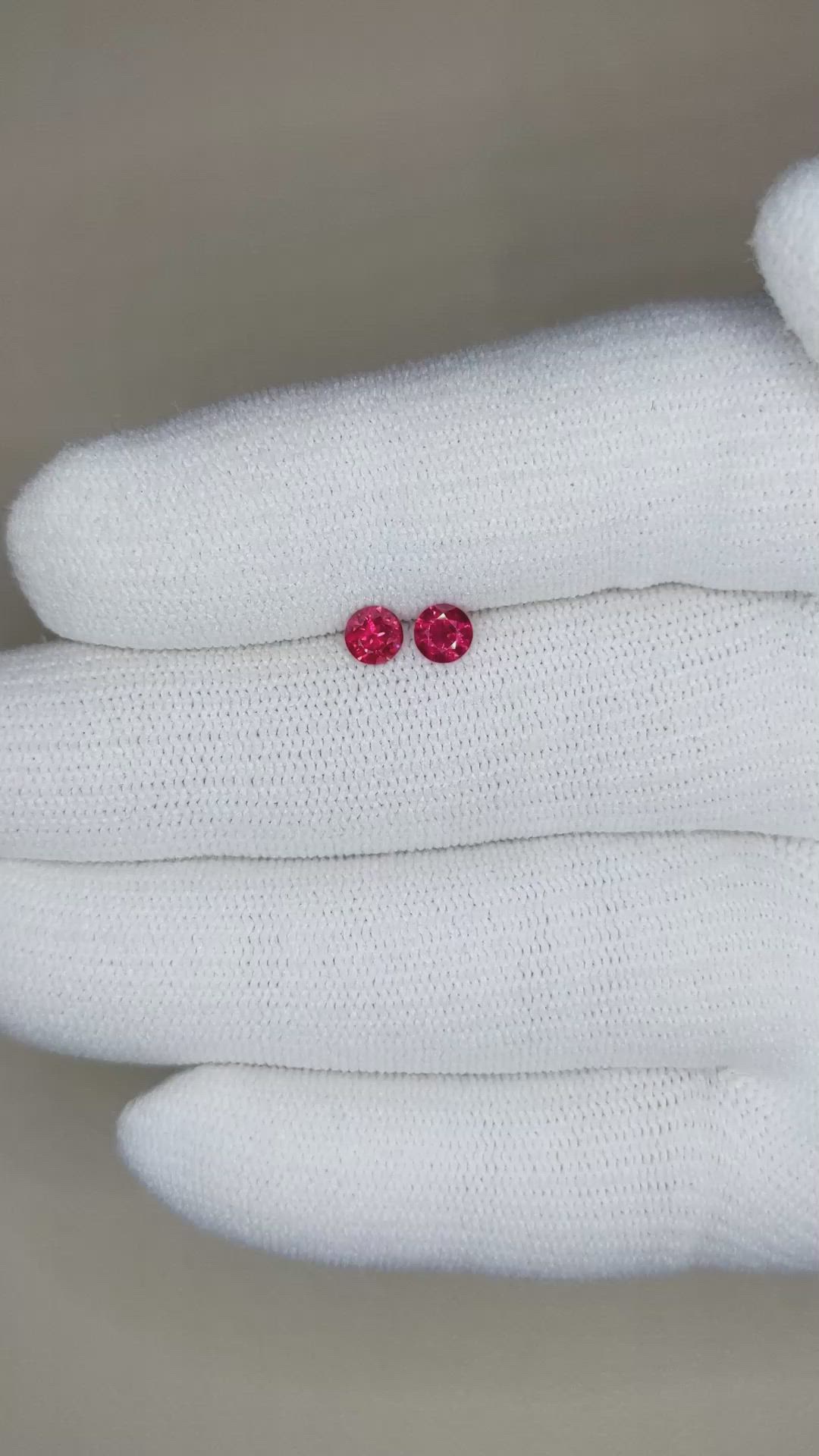 0.52 Ct.Tw.Total Carat Weight Ruby Pair from Mozambique Size Video
