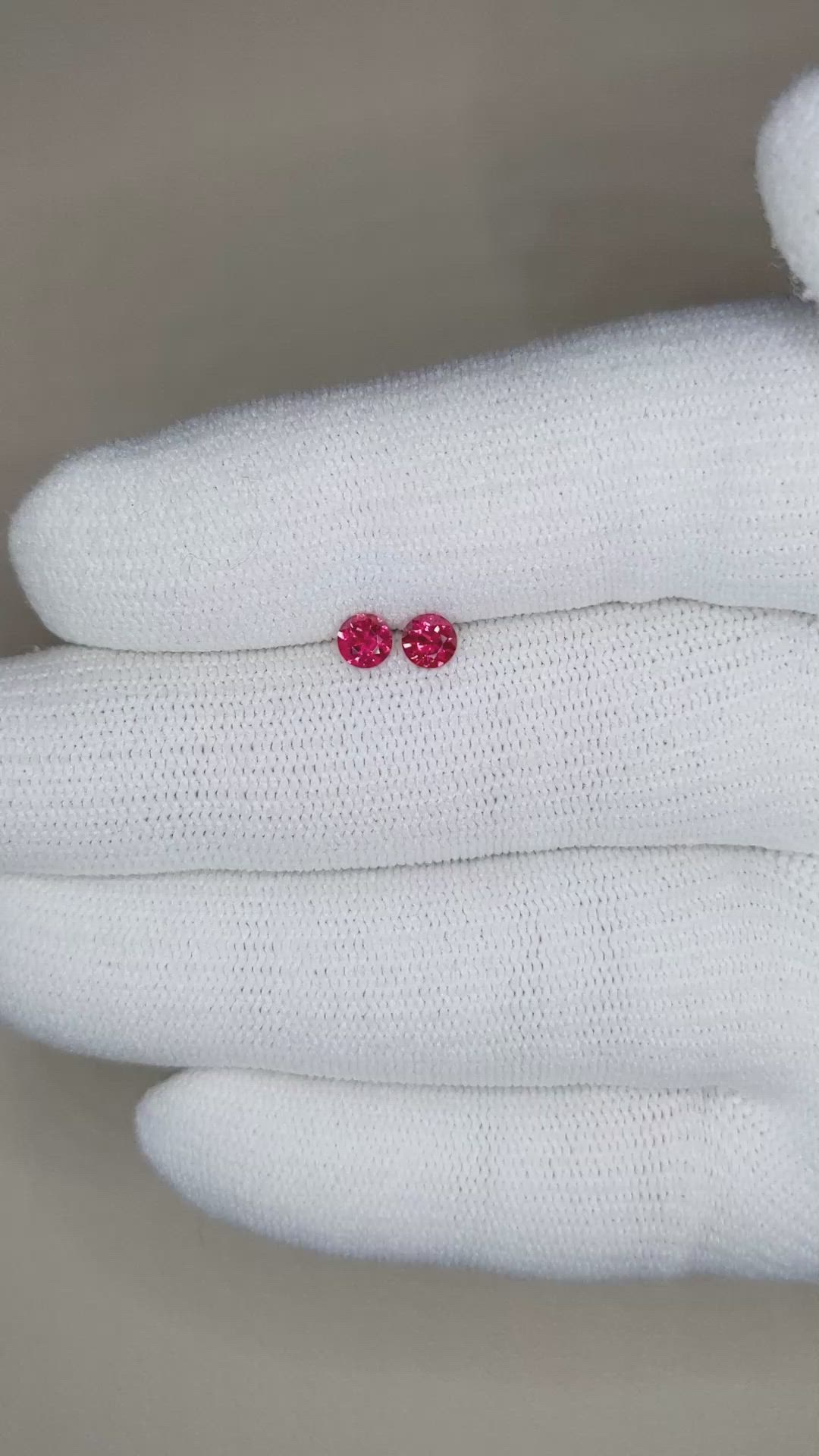 0.48 Ct.Tw.Total Carat Weight Ruby Pair from Mozambique Size Video