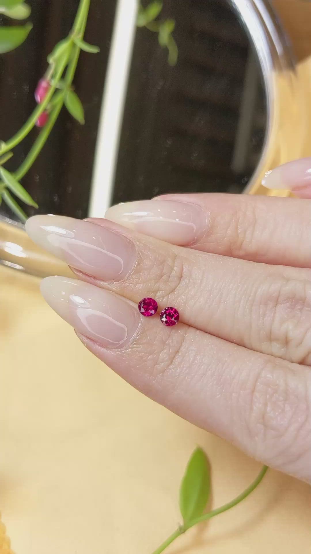 0.48 Ct.Tw.Total Carat Weight Ruby Pair from Mozambique Size Video