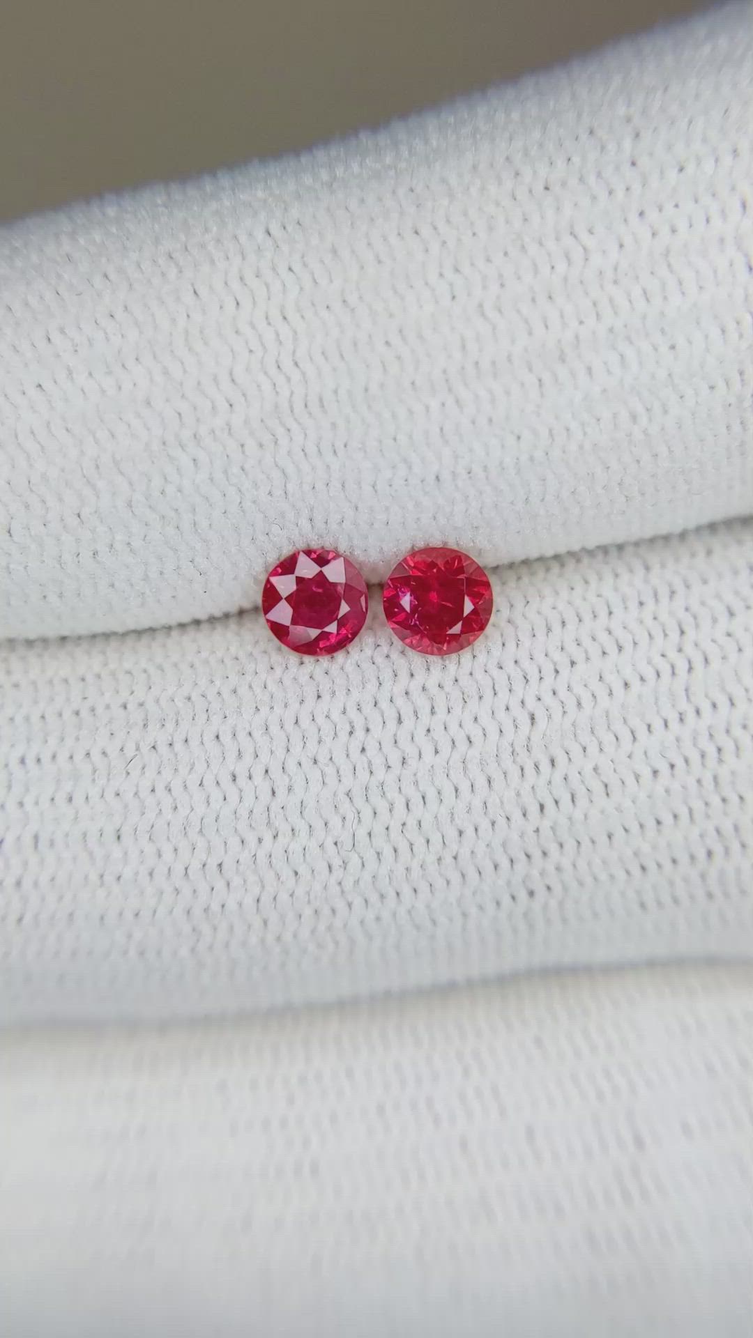 0.69 Ct.Tw.Total Carat Weight Ruby Pair from Mozambique Size Video
