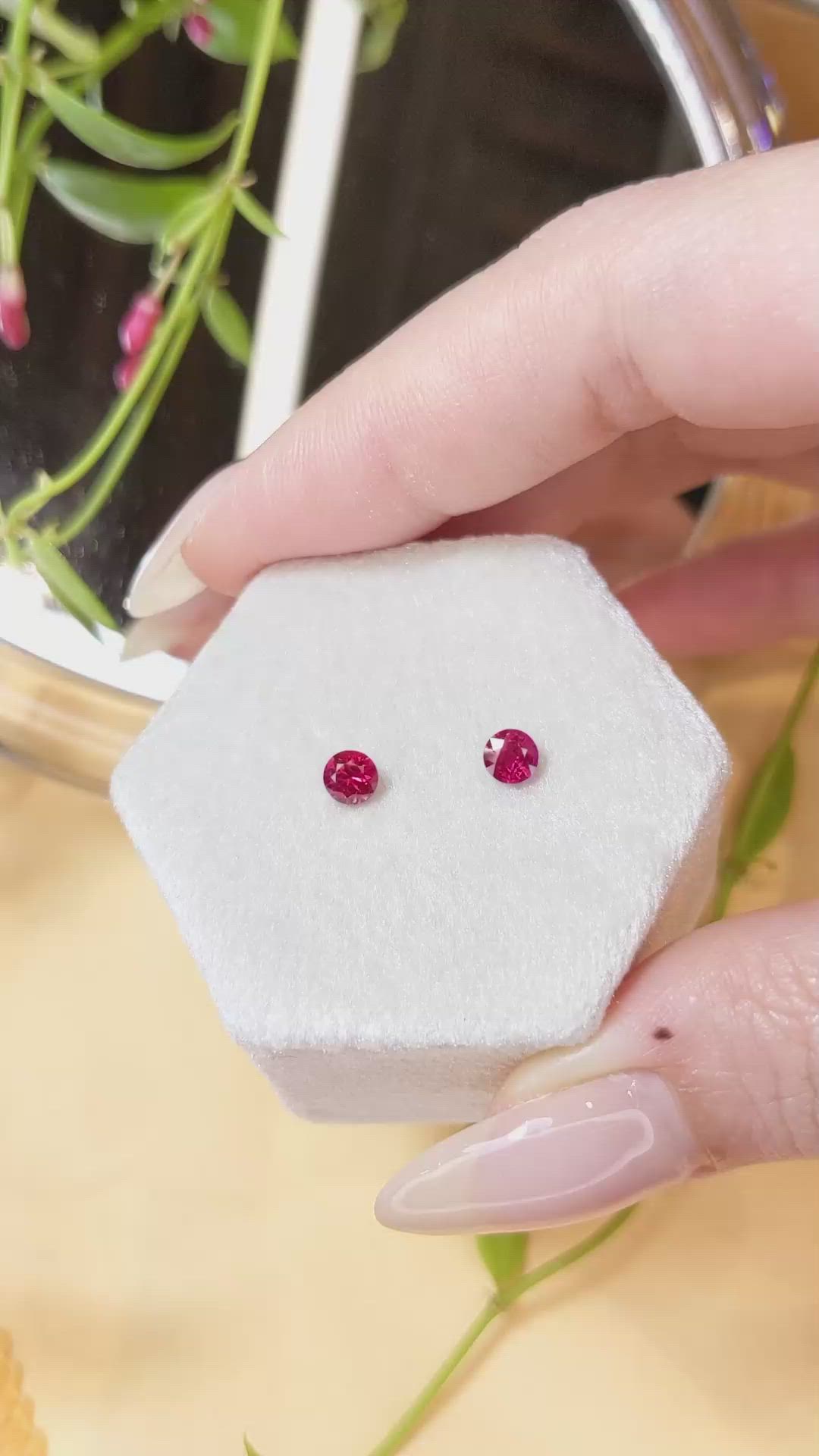 0.69 Ct.Tw.Total Carat Weight Ruby Pair from Mozambique Size Video
