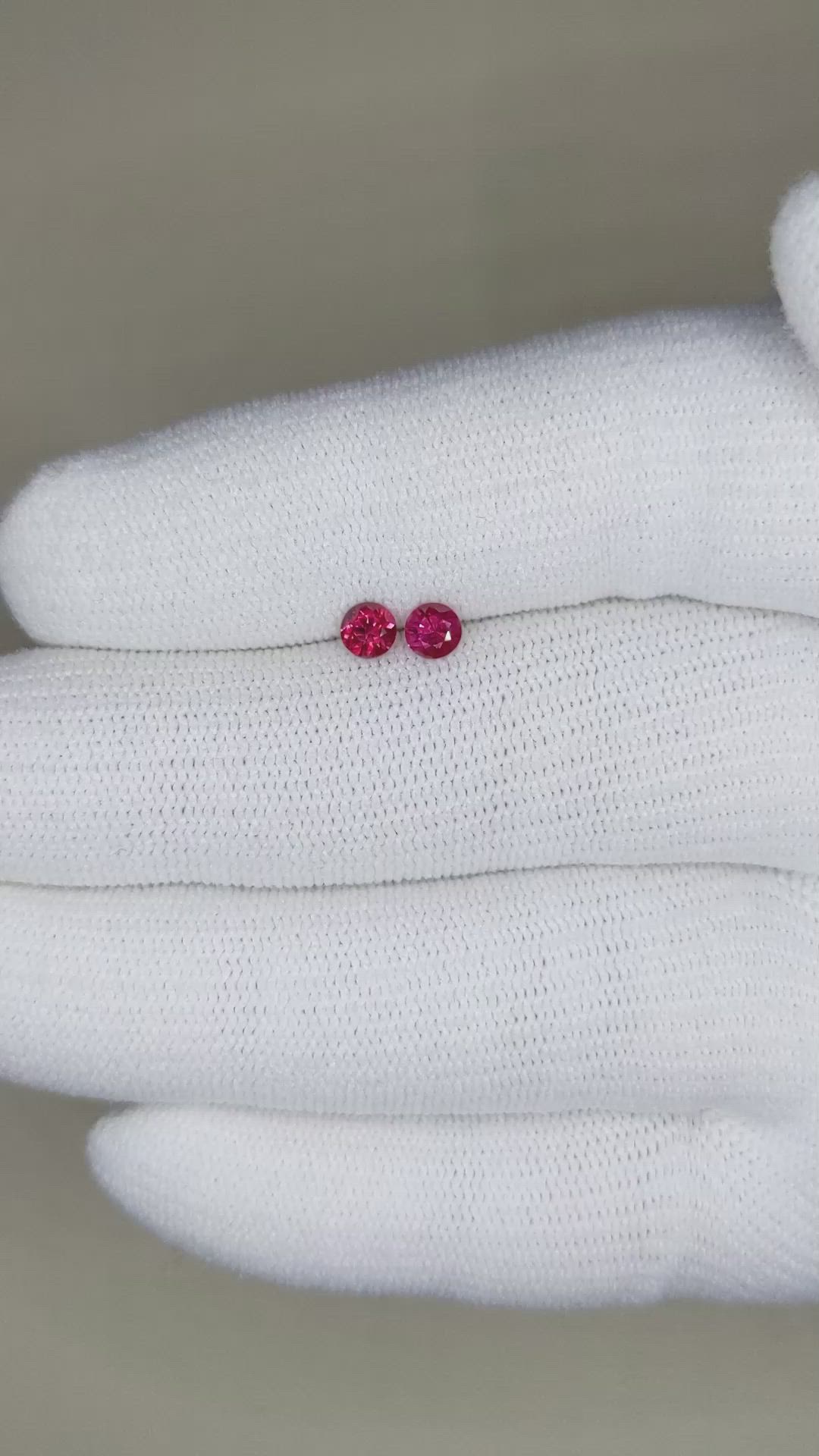 0.51 Ct.Tw.Total Carat Weight Ruby Pair from Mozambique Size Video