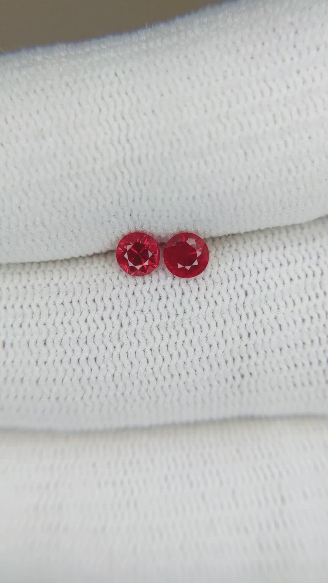 0.53 Ct.Tw.Total Carat Weight Ruby Pair from Mozambique Size Video