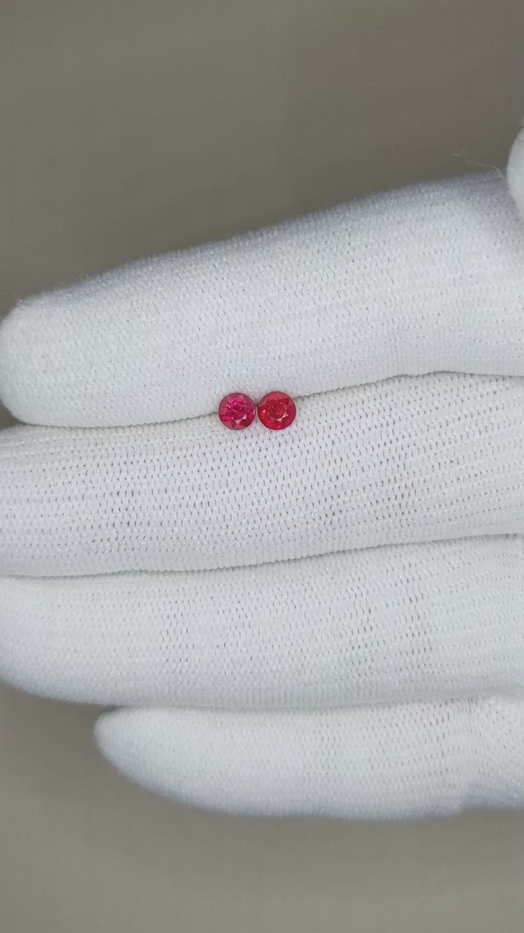 0.53 Ct.Tw.Total Carat Weight Ruby Pair from Mozambique Size Video
