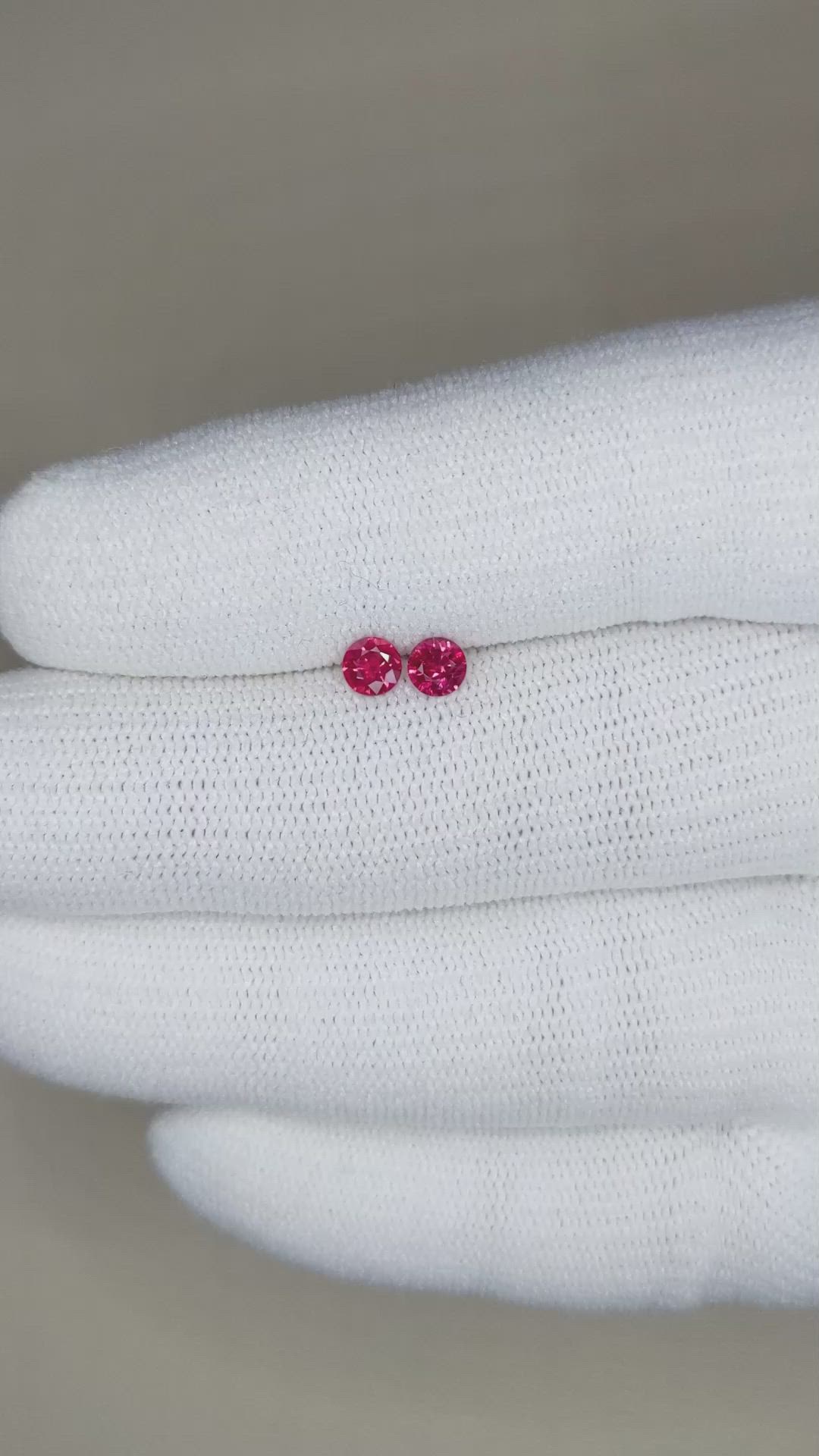 0.46 Ct.Tw.Total Carat Weight Ruby Pair from Mozambique Size Video