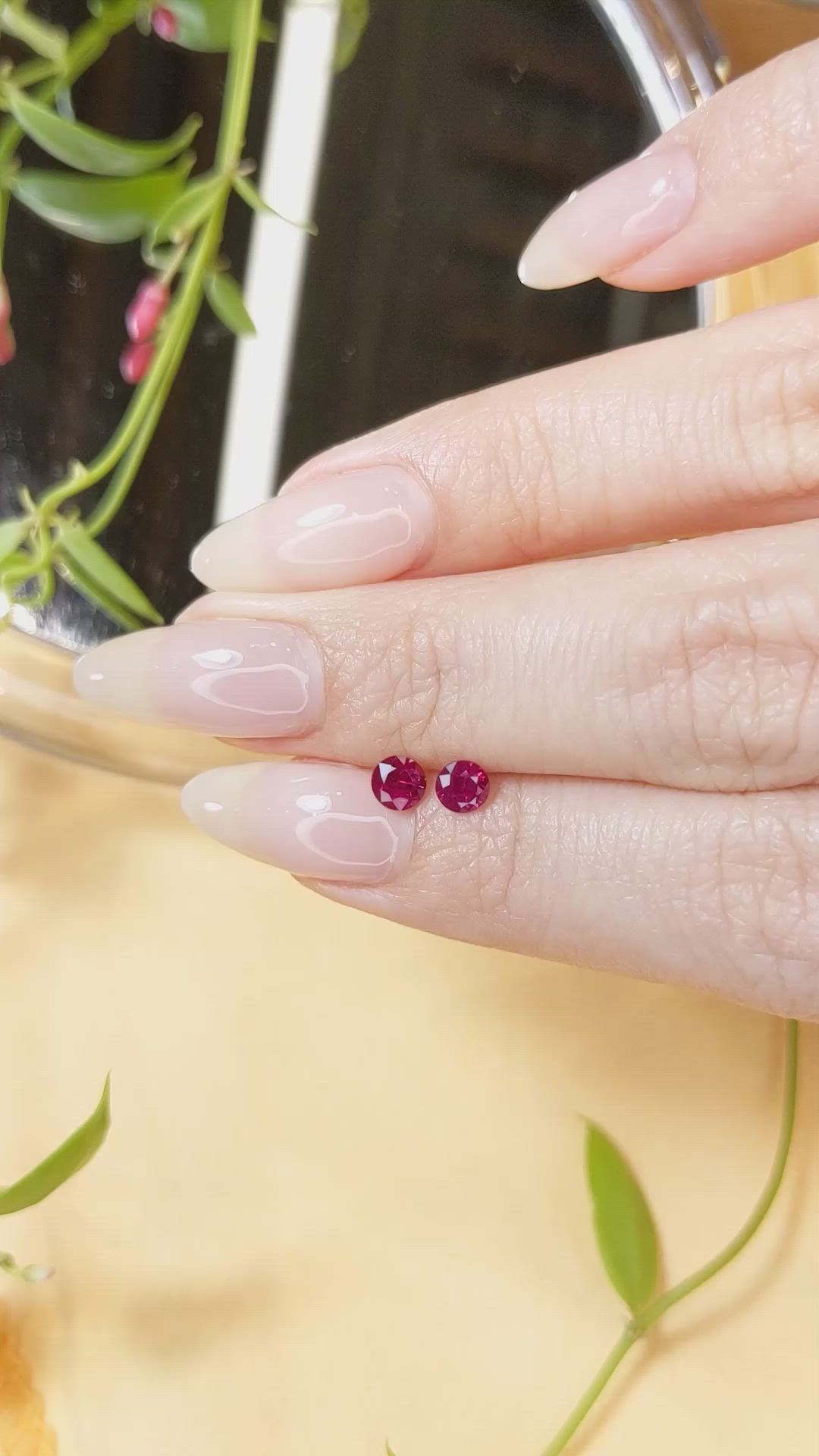 0.78 Ct.Tw.Total Carat Weight Ruby Pair from Mozambique Size Video