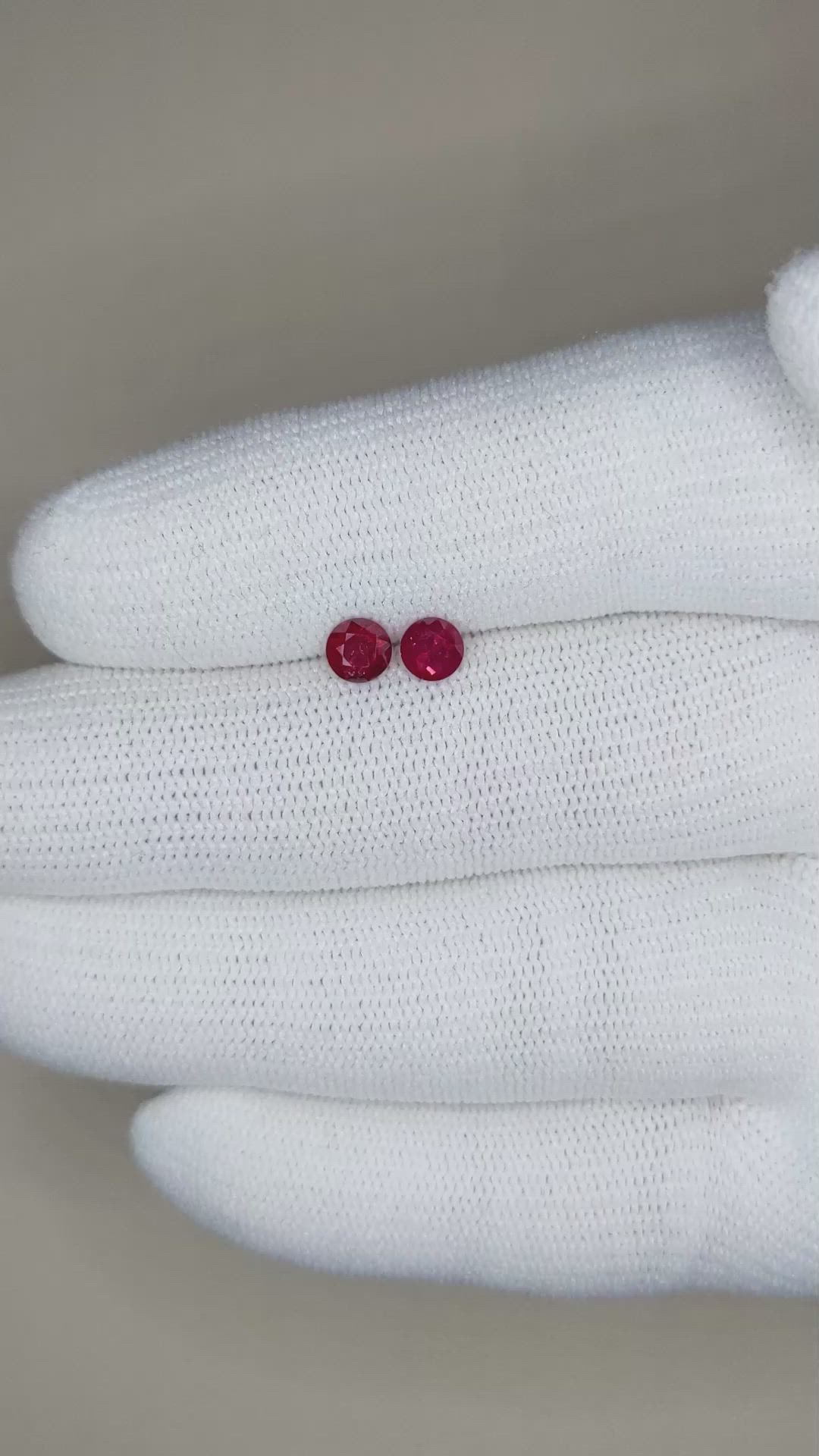 0.78 Ct.Tw.Total Carat Weight Ruby Pair from Mozambique Size Video